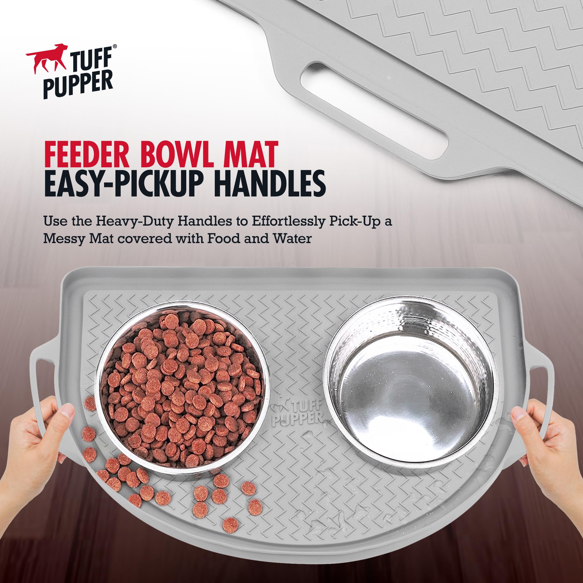 Tuff Pupper 26X21 Large Waterproof Pet Feeding Mat | Designed For Pet Fountains, Dog Gravity Water Bowls, Elevated Feeders | Rai