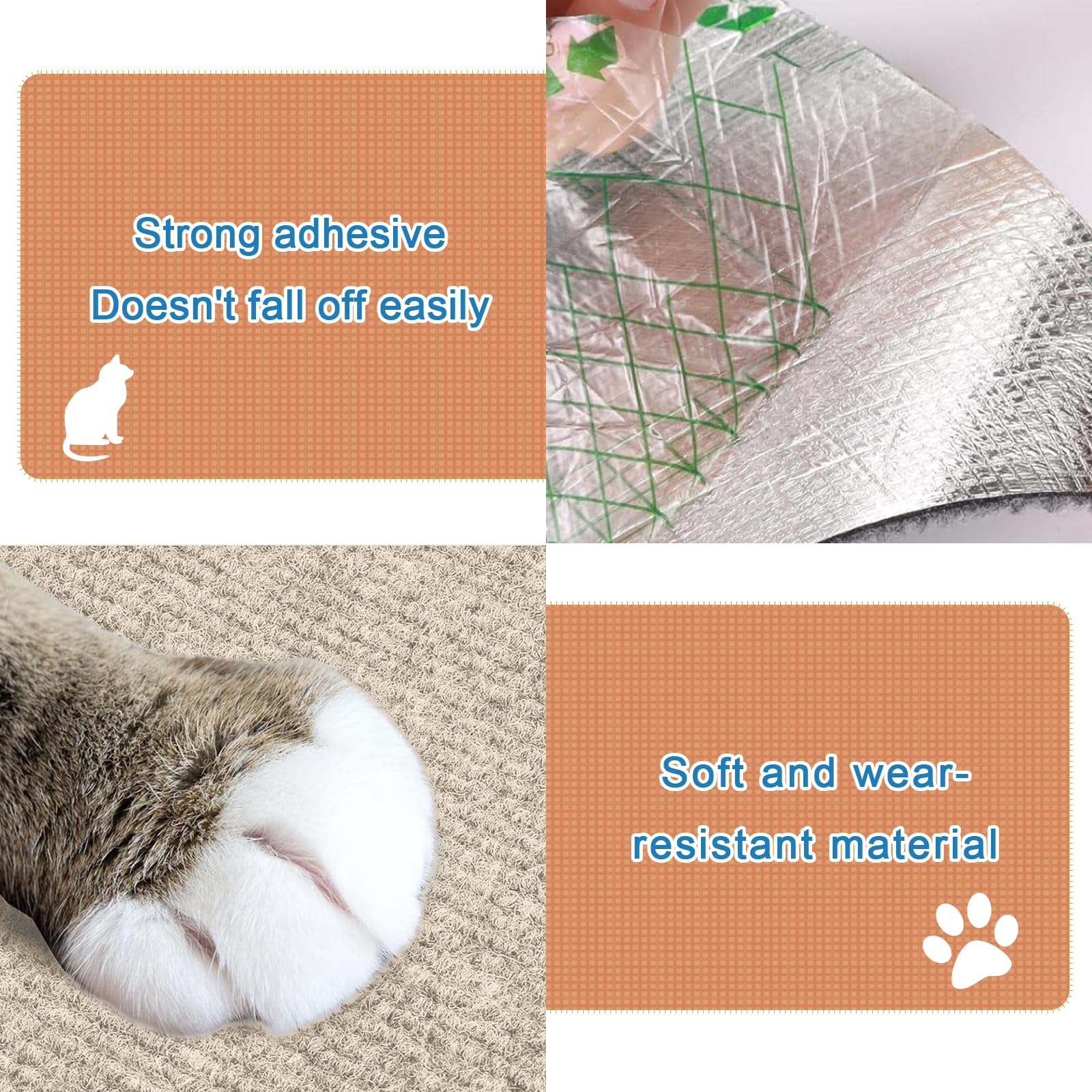 Miuzmore Cat Carpet, 98.4'' X 15.8'' Trimmable Replacement Scratching Mat,Self-Adhesive Scratch Mat - Cat Scratch Furniture Prot