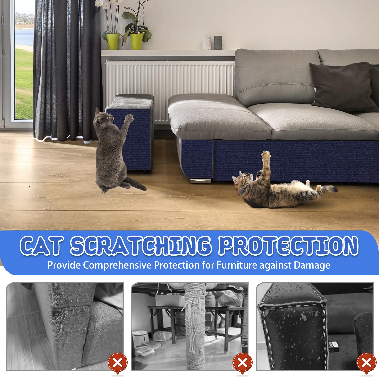 Climbing Cat Scratcher Mat Trimmable Cat Scratching Post Carpet 118X15.8 Self Adhesive Carpet Mat Pad Replacement For Cat Tree S