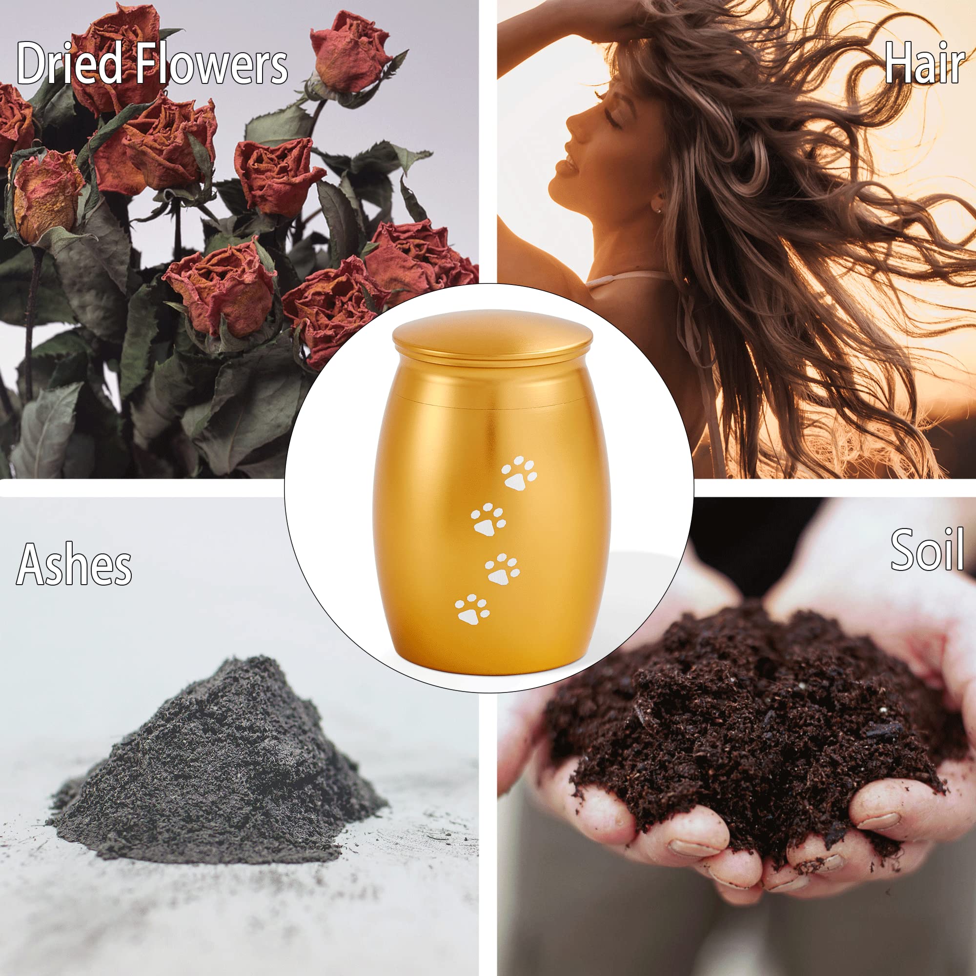 Lines Arte 2.67 Inches Small Pet Cremation Urns For Dog Ashes,Tiny Urn For Dog Or Cats Ashes,Mini Keepsake With Paw Print(Paw Go