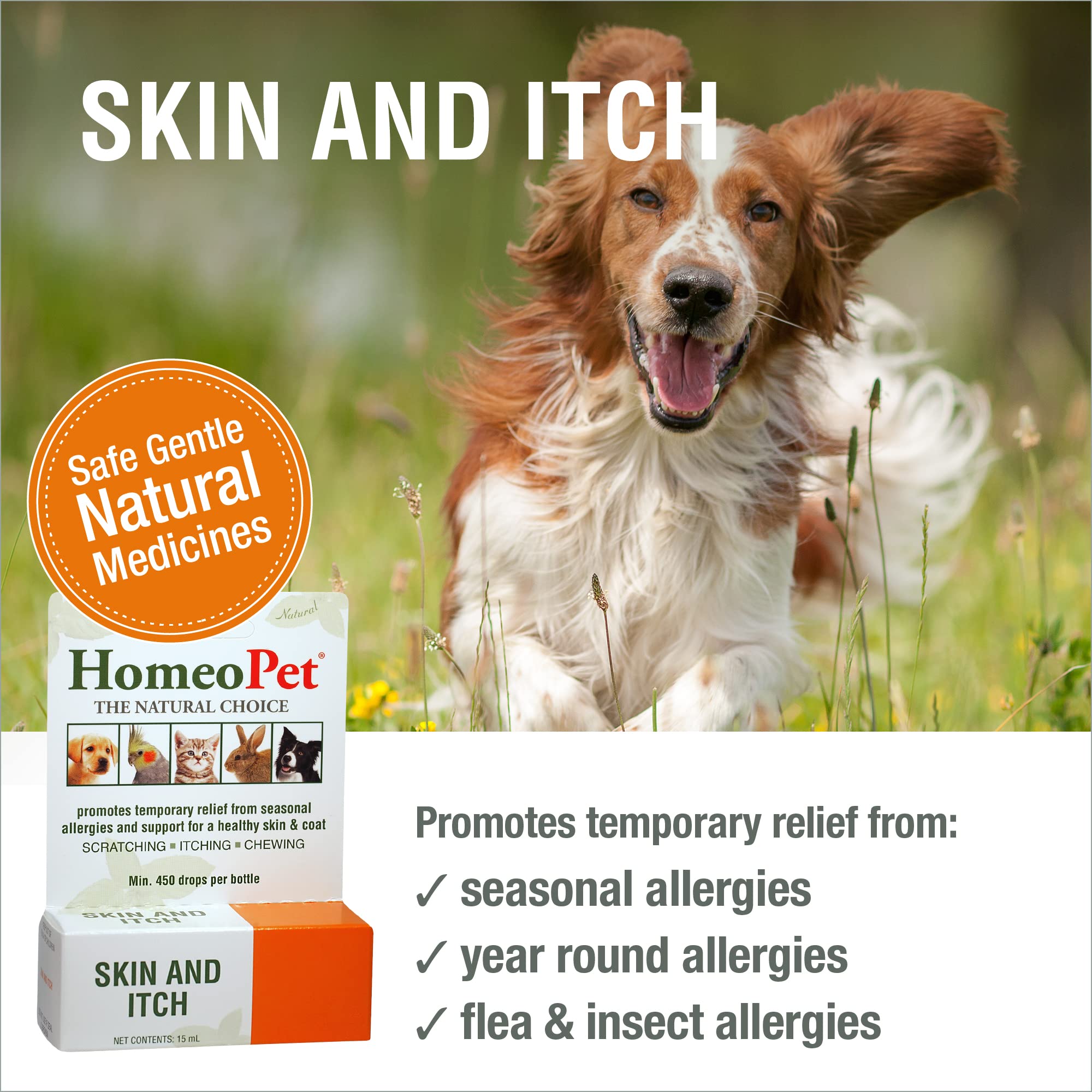 HomeoPet Skin and Itch, Skin and Coat Support for Pets, 15 Milliliters