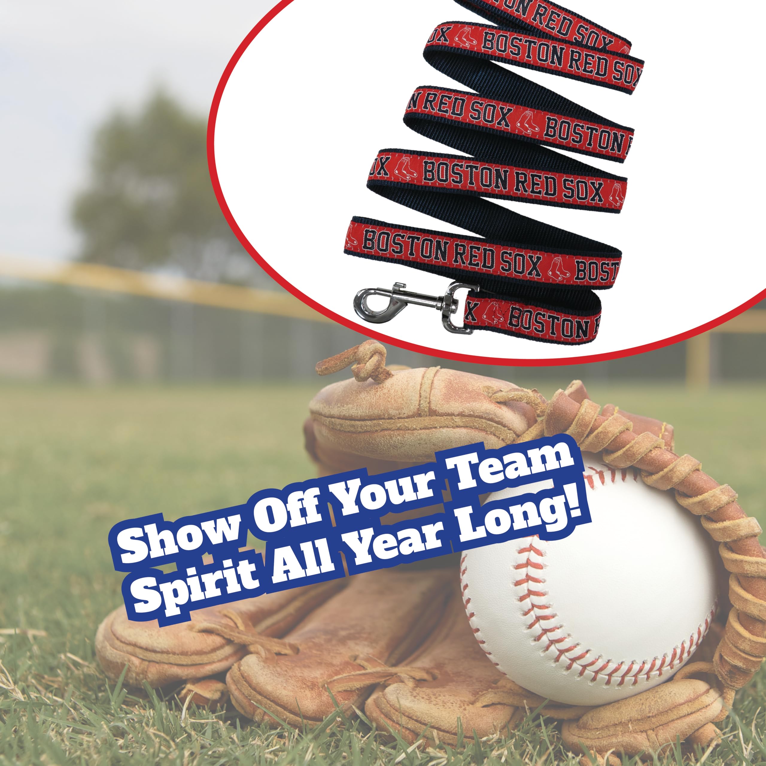 Mlb Pet Leash, Large, Boston Red Sox Dog Leash, Baseball Team Leash For Dogs & Cats. A Shiny & Colorful Dog & Cat Leash With Emboridered Team Name/Logo Licensed By The Mlb