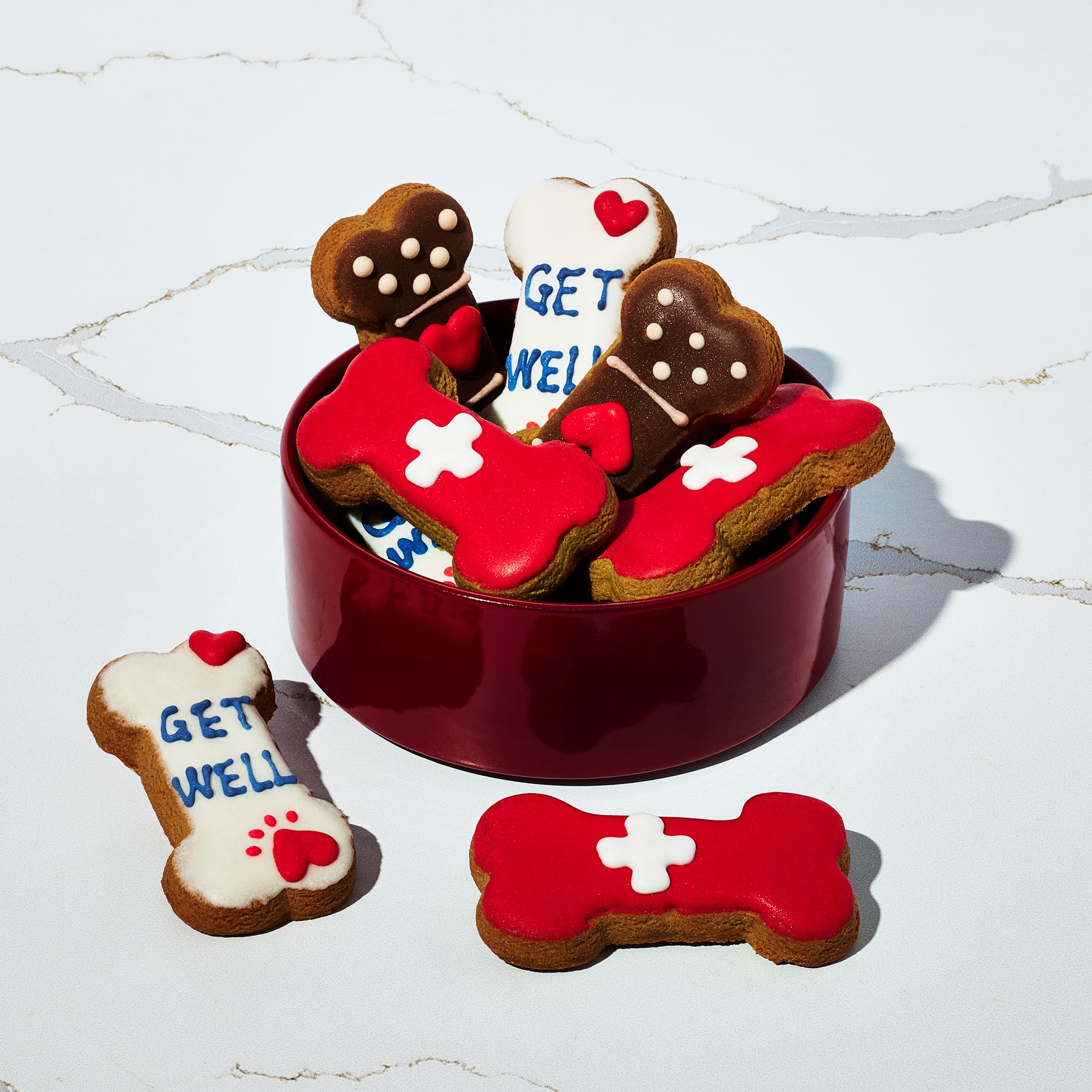 Thoughtfully Get Well Dog Cookies Gift Set - 8 Crunchy Treats, Hand Decorated Biscuits to Brighten Their Day