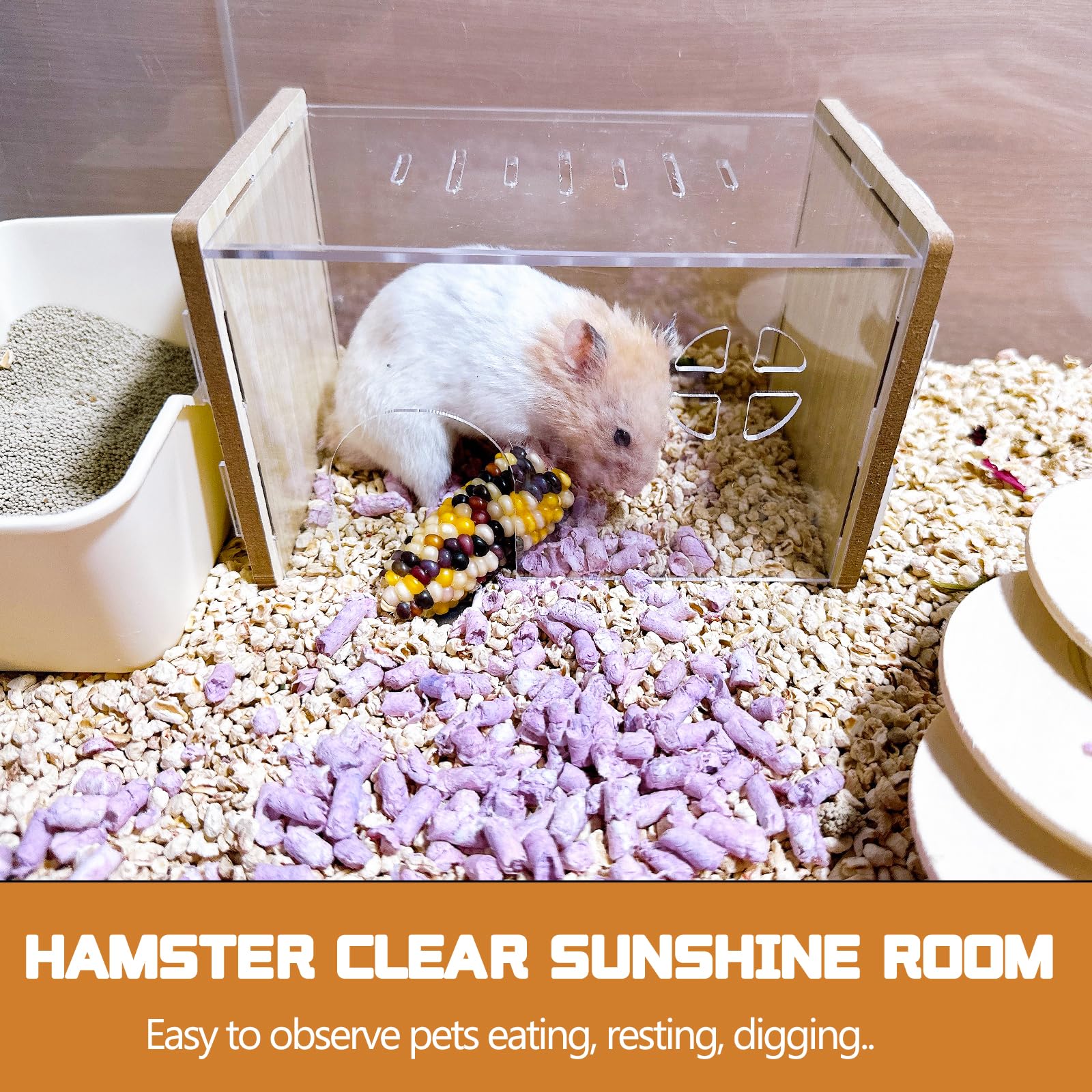 Hamiledyi Hamsters Hideout-Tunnel House Acrylic Panel for Clear Observation Hamster Hides Exploring Tunnel Toy for Syrian Dwarf