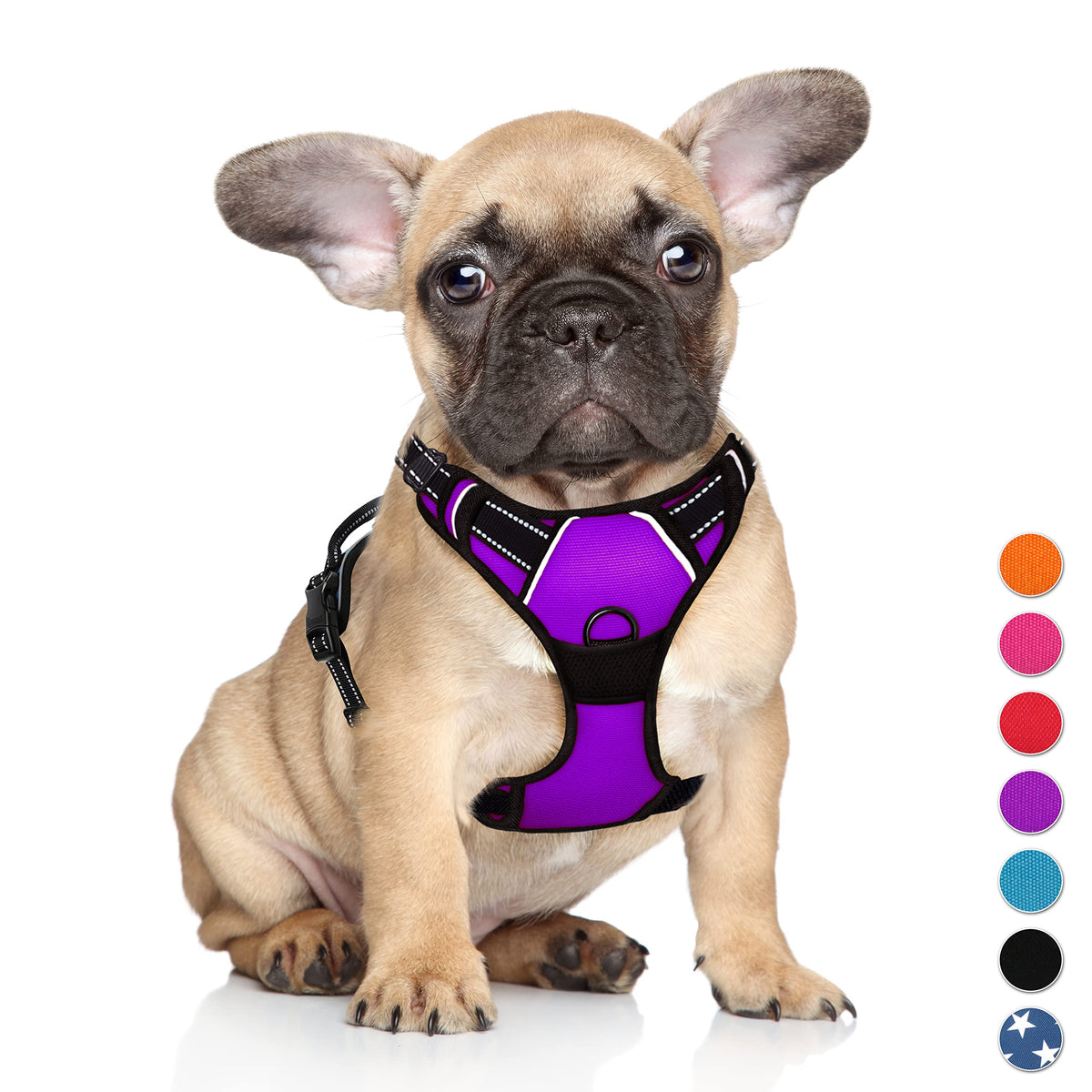 Barkbay No Pull Dog Harness Large Step In Reflective Dog Harness With Front Clip And Easy Control Handle For Walking Training Running(Purple,S)