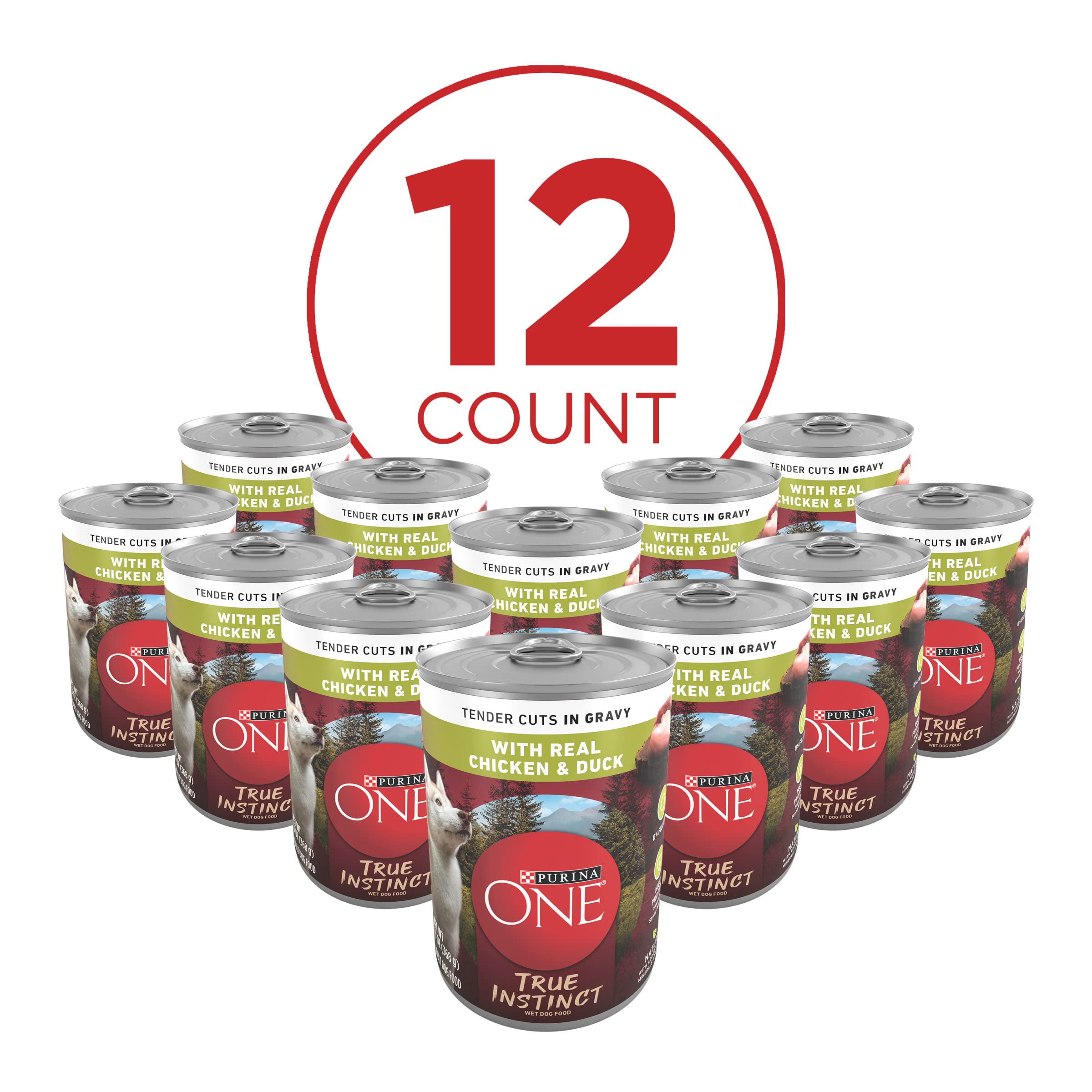 Purina ONE High Protein Wet Dog Food True Instinct Tender Cuts in Dog Food Gravy With Real Chicken and Duck - (Pack of 12) 13 oz