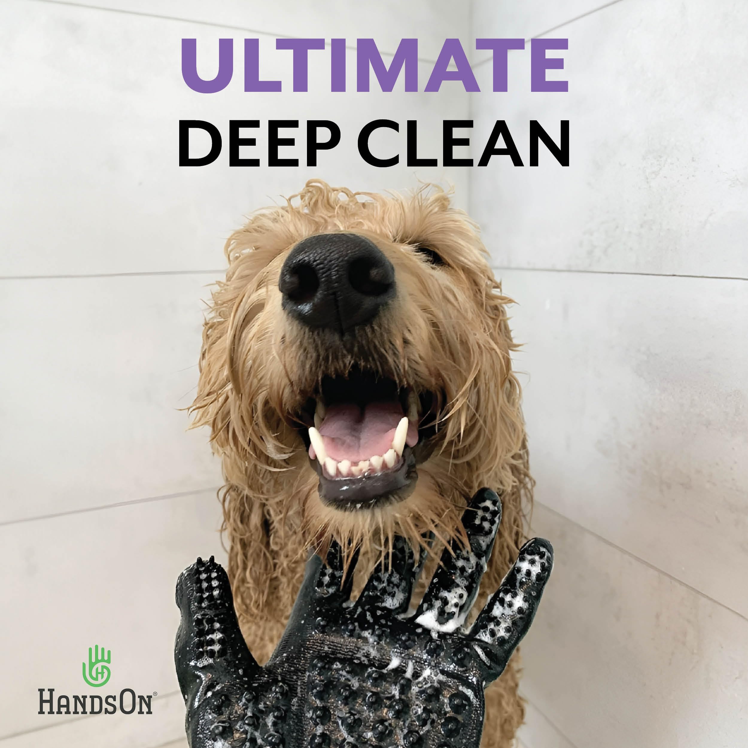 H HandsOn Pet Grooming Gloves - Patented #1 Ranked, Award Winning Shedding, Bathing, & Hair Remover Gloves - Gentle Brush for Ca