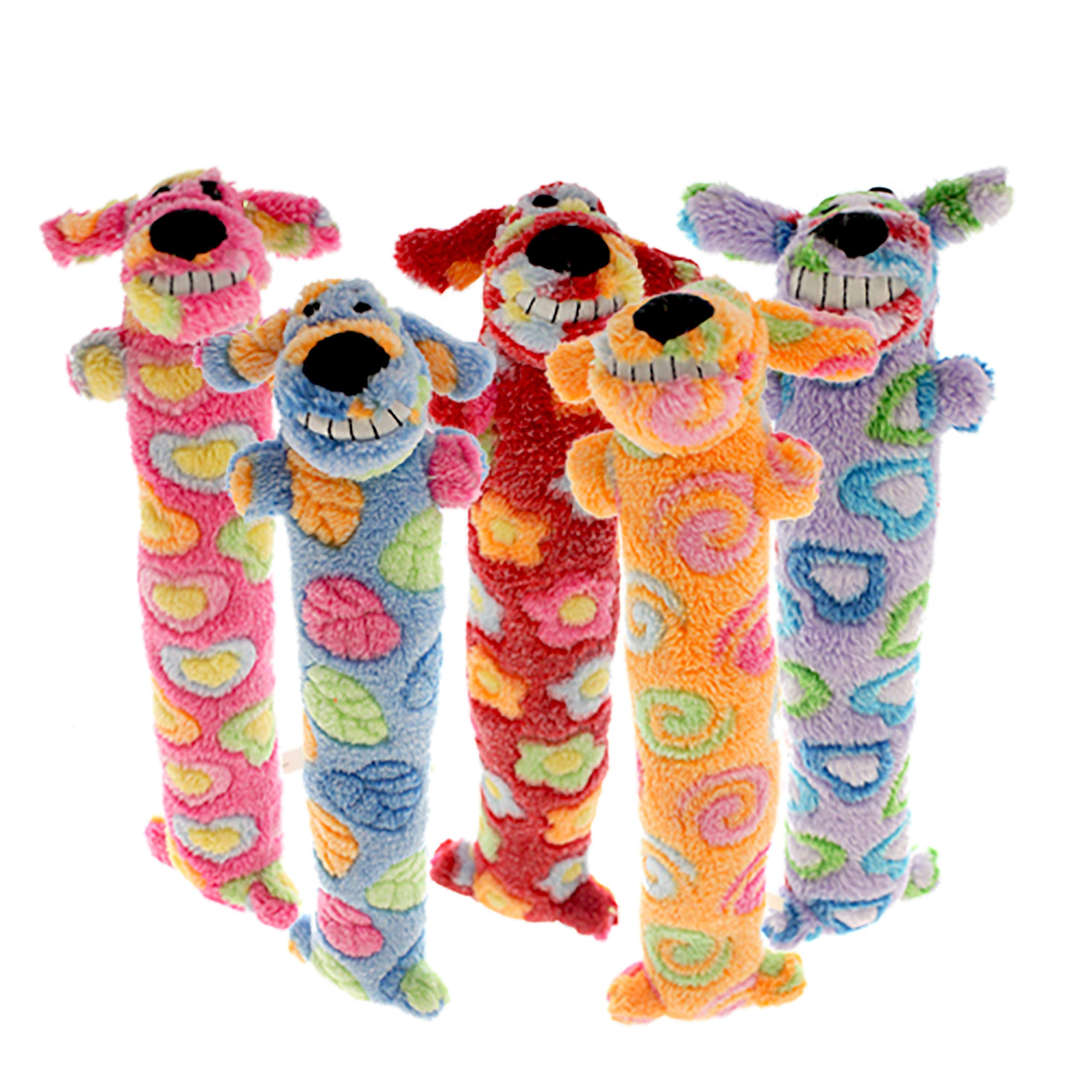 Loofa Dog Breast Cancer Research 12 Medium Plush Patterned Dog Toy with Squeaker by Multipet