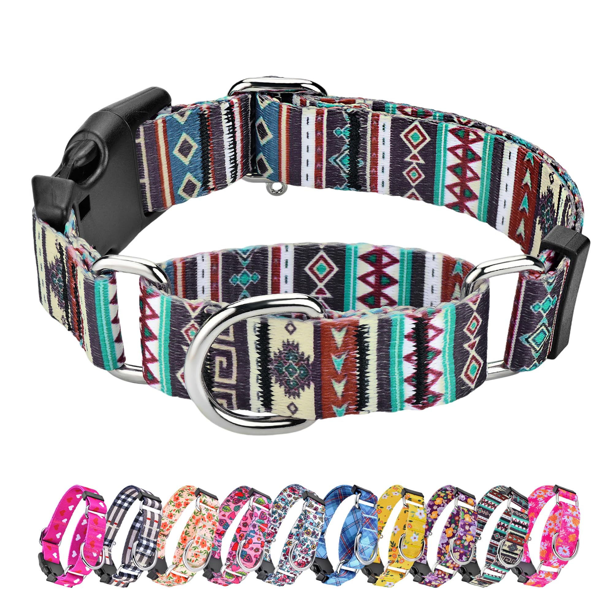 Hikiko Martingale Collar For Dogs With Bohemia Tribal Pattern Soft Nylon Strong Dog Collars For Small Medium Large Dogs Walking 