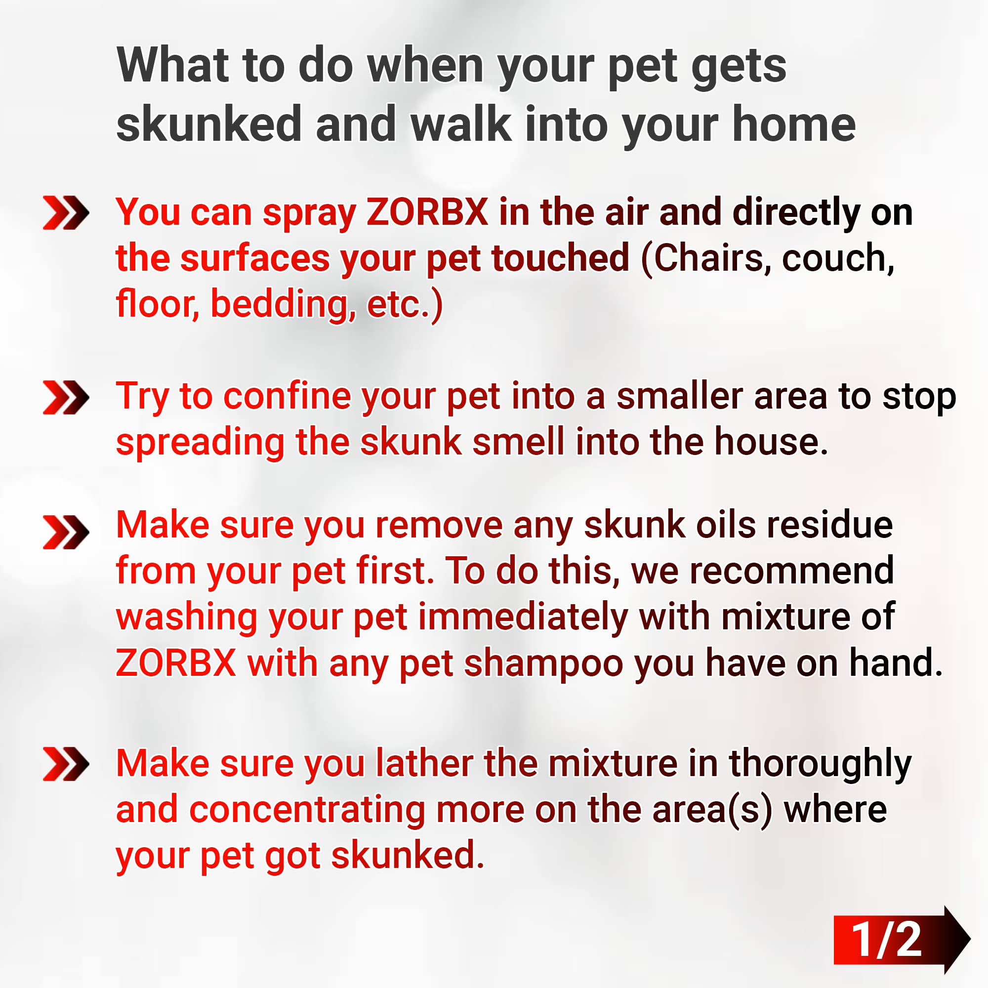 Zorbx Unscented Skunk Odor Remover Spray - Fast Acting Skunk Smell Removal | Extra Strength Skunk Odor Eliminator For Dogs, House, Home, Car, Clothes & Furniture (24 Fl Oz.)
