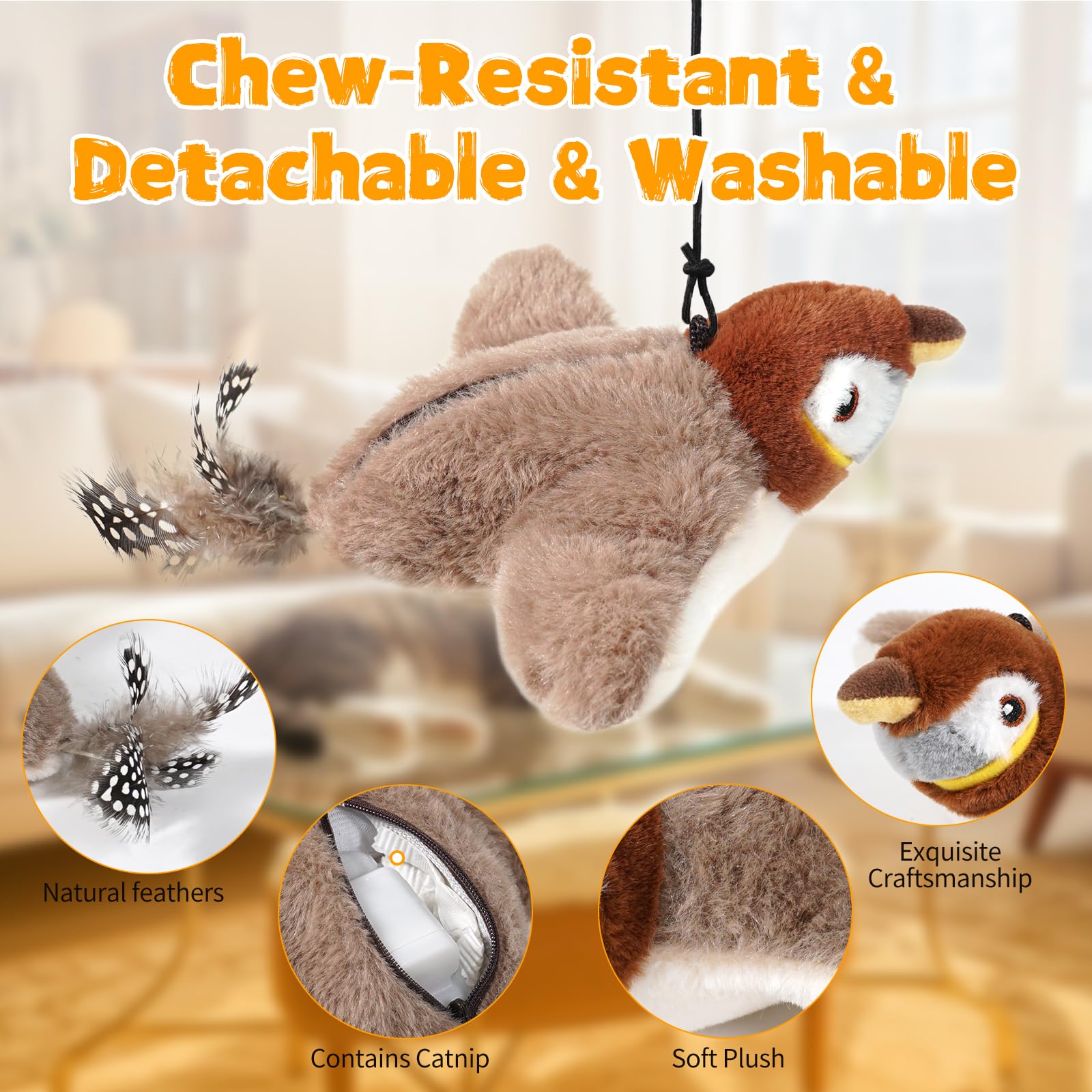 Yqqkrcb 2025 Upgrade Flapping Bird Cat Toy (Non-Flying),Rechargeable & Chew-Resistant,Touch Activated,Simulates Bird Wing Flappi