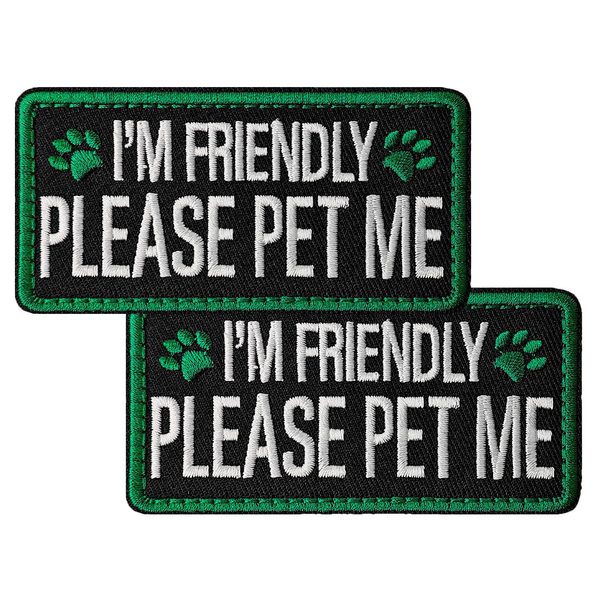 TACVEL 2 Pieces I'm Friendly Please Pet Me Dog Patches, Service Dog Patches with Hook Backing for Service Animal Vests, Harnesse