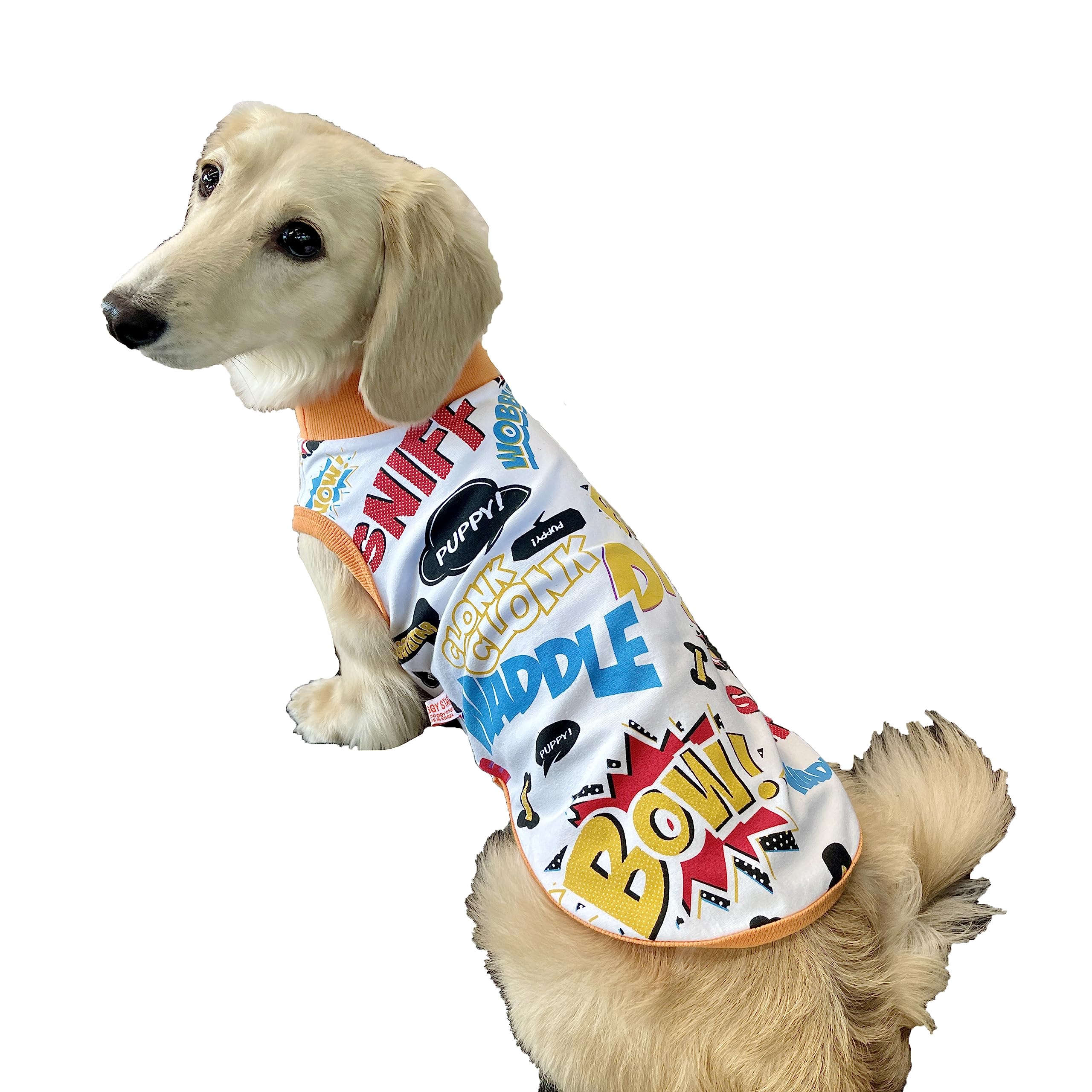 D Doggy Star Dachshund Clothes For Dogs Mini And Adults T Shirts (L,Comic White)