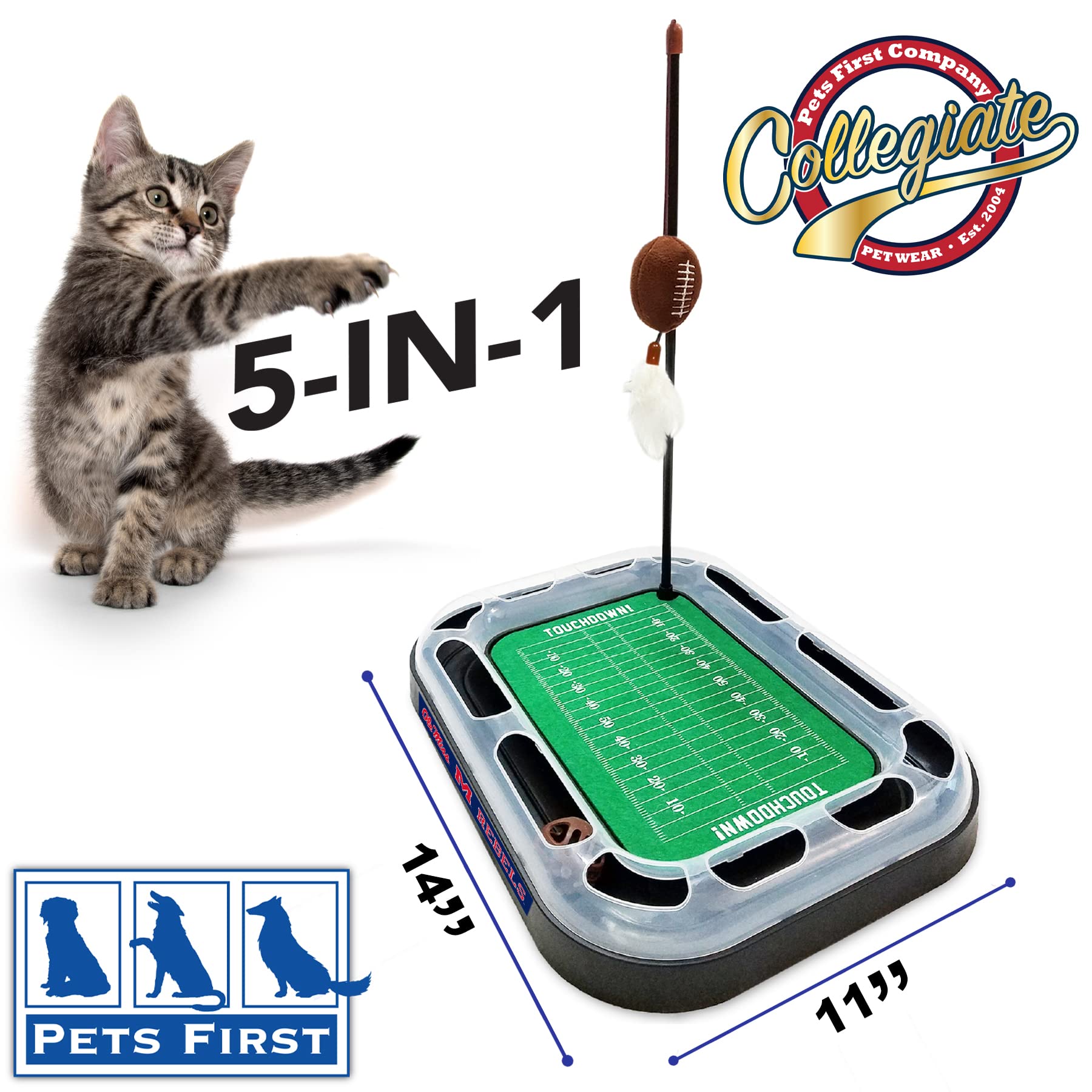 Cat Scratching Toy Ncaa Louisville Cardinals Football Field Cat Scratcher Toy + Interactive Cat Ball Bell In Tracks. 5-In-1 Cat