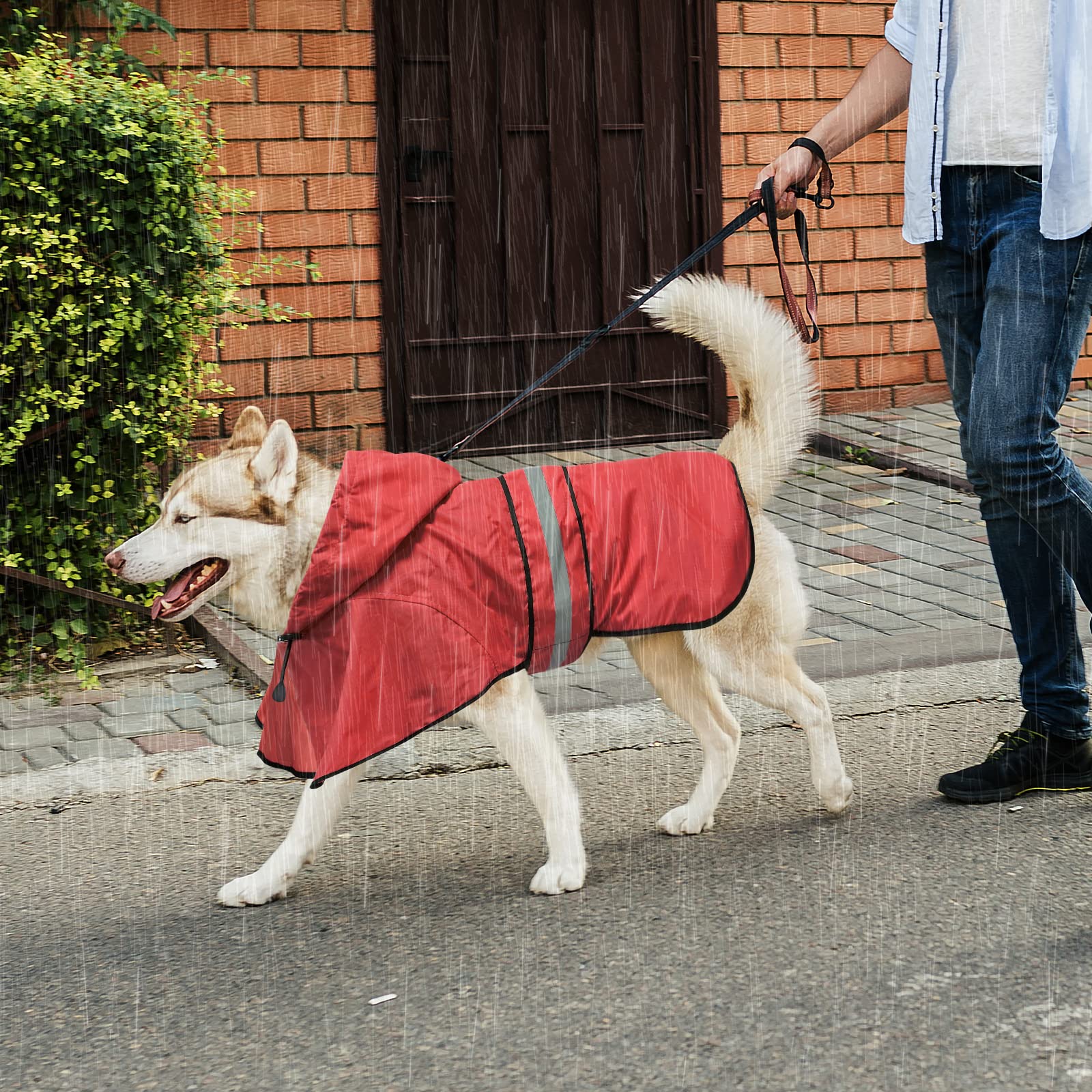 Reflective Dog Raincoats Hooded - Waterproof Lightweight Dog Raincoat Slicker Poncho, Adjustable Safety Dog Rain Coat Jacket For