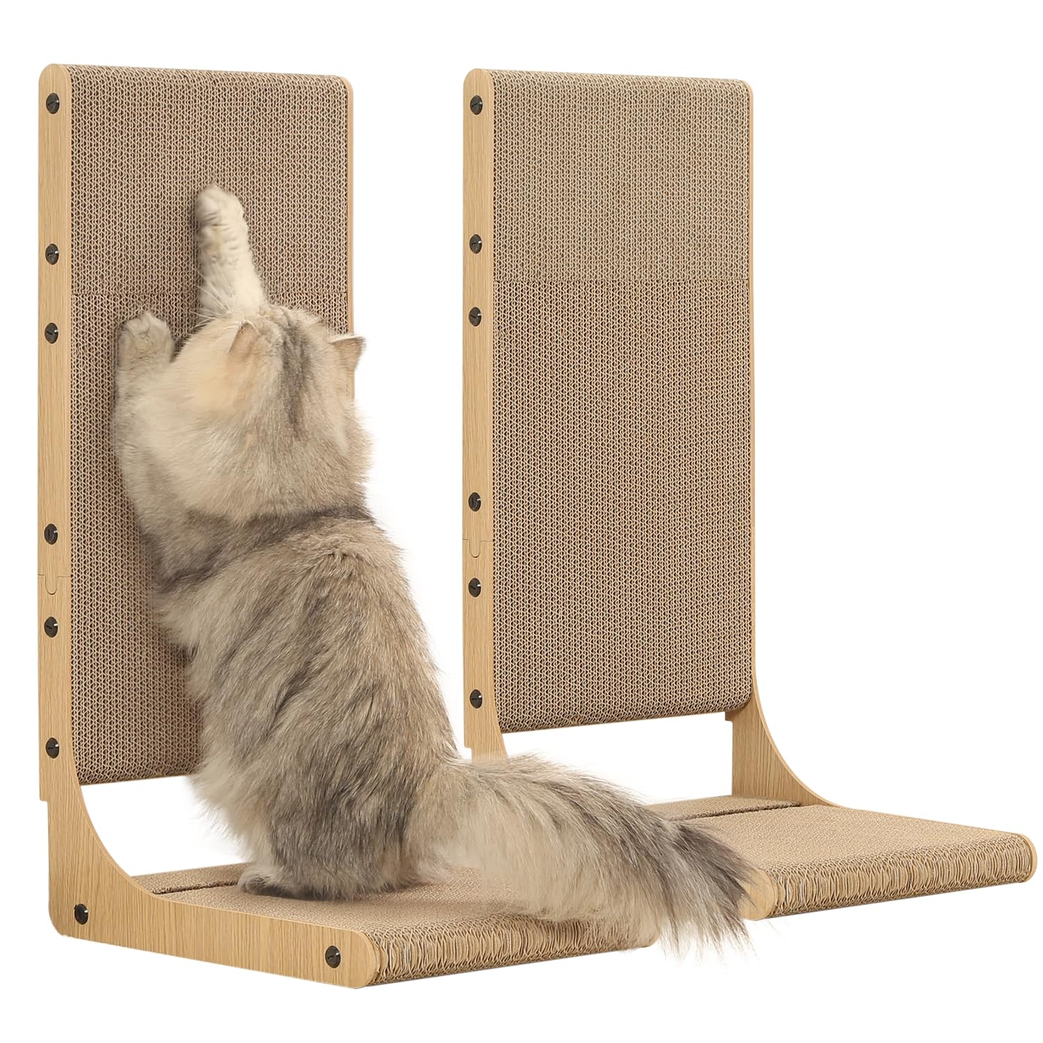 Zakkart 2-Pack Cat Scratching Board, 25.6'' Tall Cardboard L Shape Vertical Cat Scratchers For Indoor Cats, Cat Scratching Post 