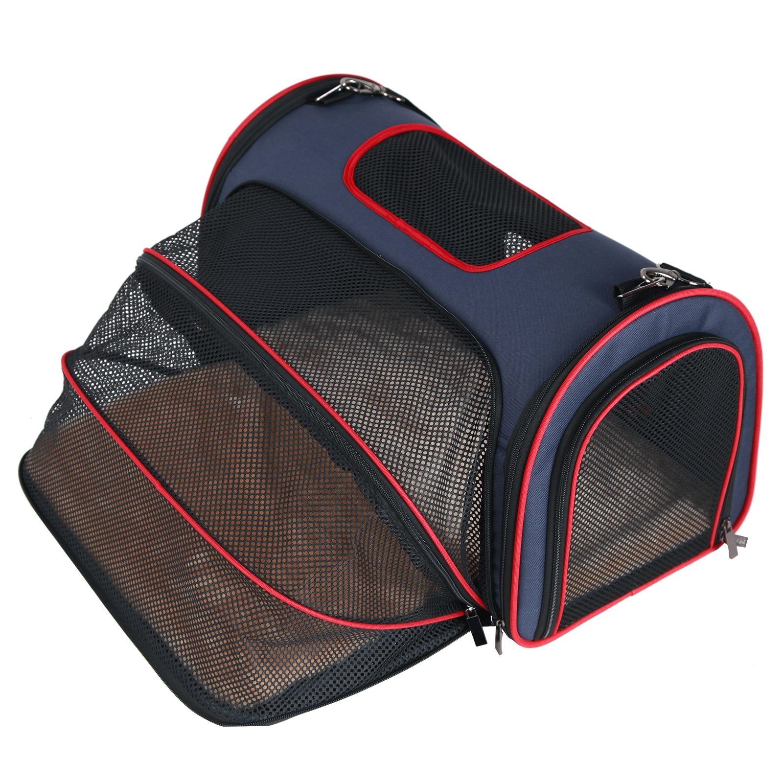 Petsfit Expandable Pet Carrier For Cats, Soft Sided Dog Carrier For Small Dog, Protect Pet Privay, Lightweight And Portable, Blu