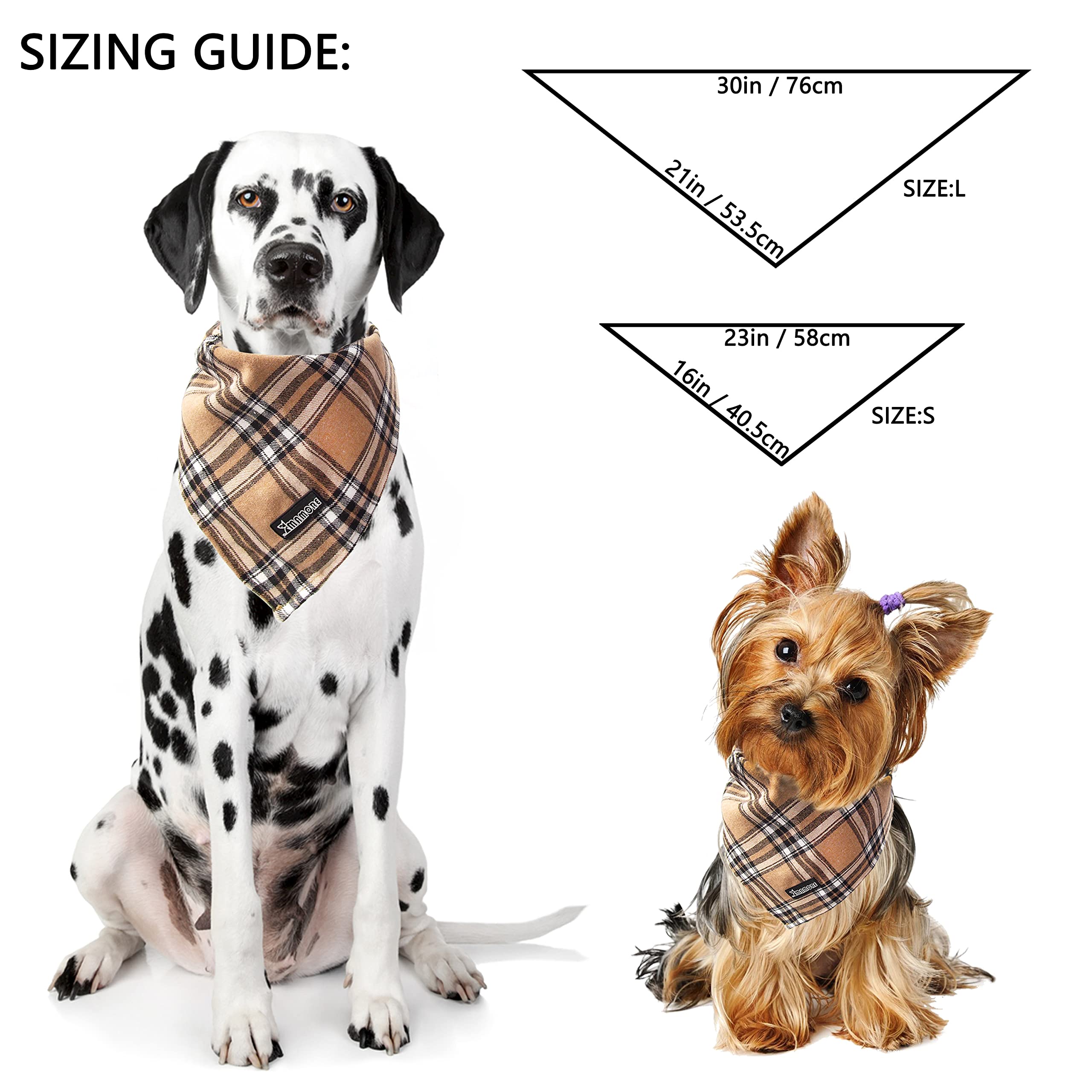 Soft Washable Plaid Bandanas For Dogs And Cats,Adjustable Triangle Bib Comfortable Scarfs For Girl Boy Dogs Puppies (Light Khaki