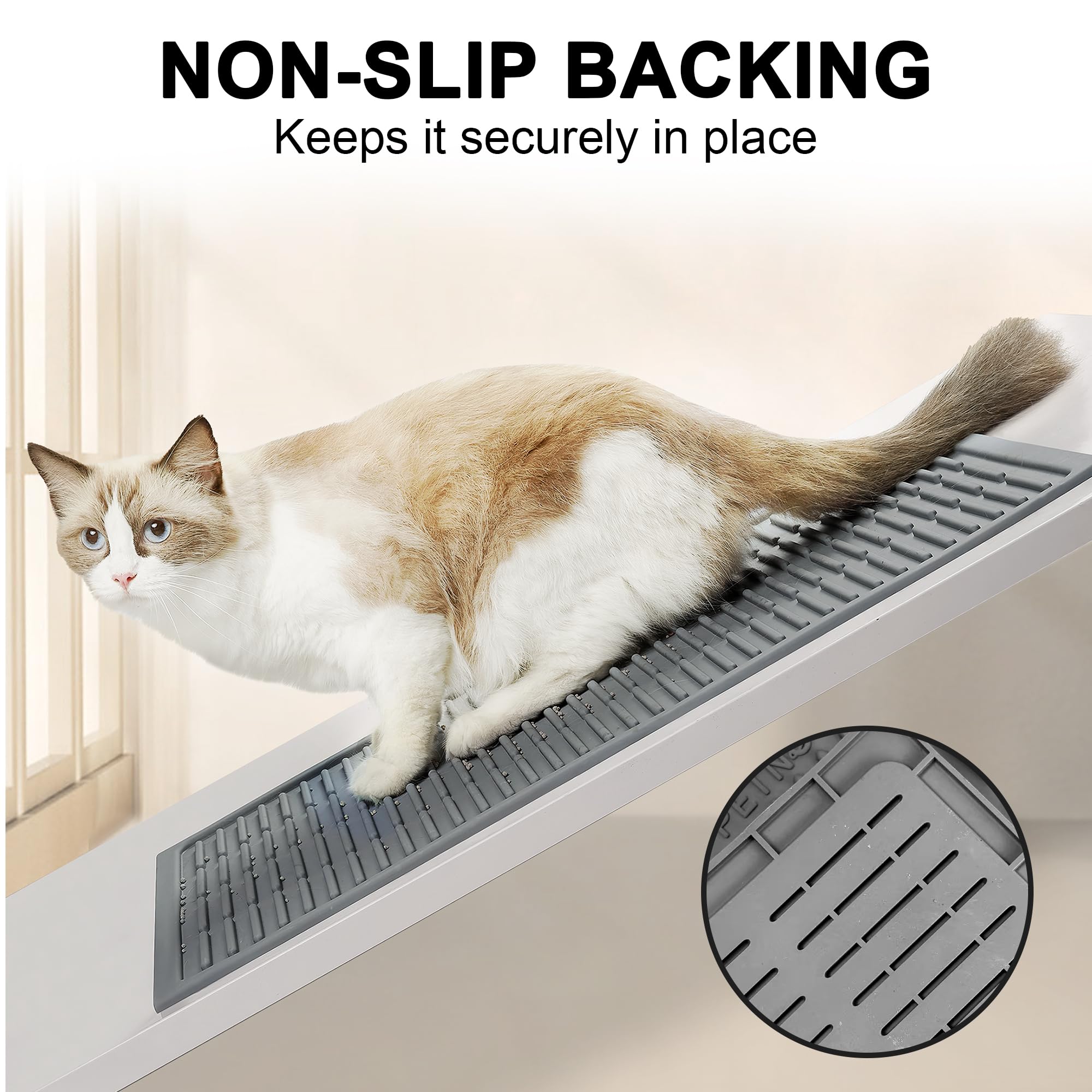 Petnova Easy Clean Litter Mat: 24'' X 15'' Silicone Groove Design Litter Trapping Mat Easy To Vacuum & Rinse - Waterproof Urinep