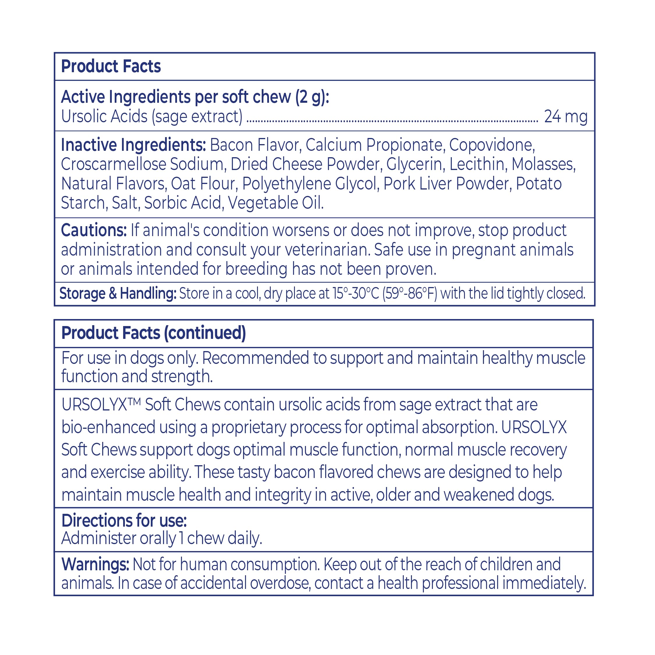 Virbac URSOLYX Soft Chews for Dogs | Muscle Health Support for Senior, Active or Recovering Dogs, Small | 60 Count 2- Month Supp