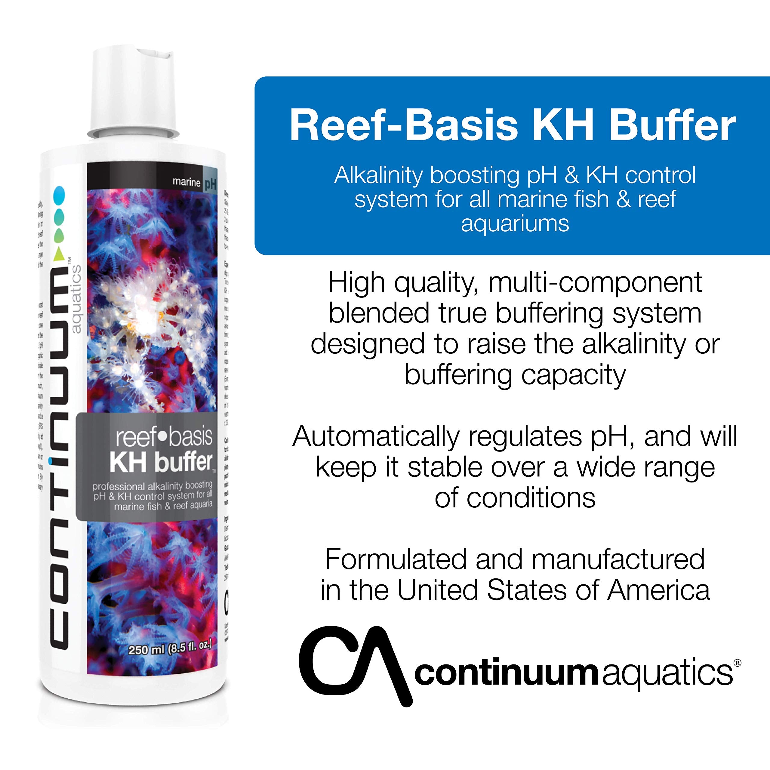 Continuum Aquatics Reef-Basis KH Buffer, professional alkalinity boosting pH & KH control system for all marine fish & reef aqua