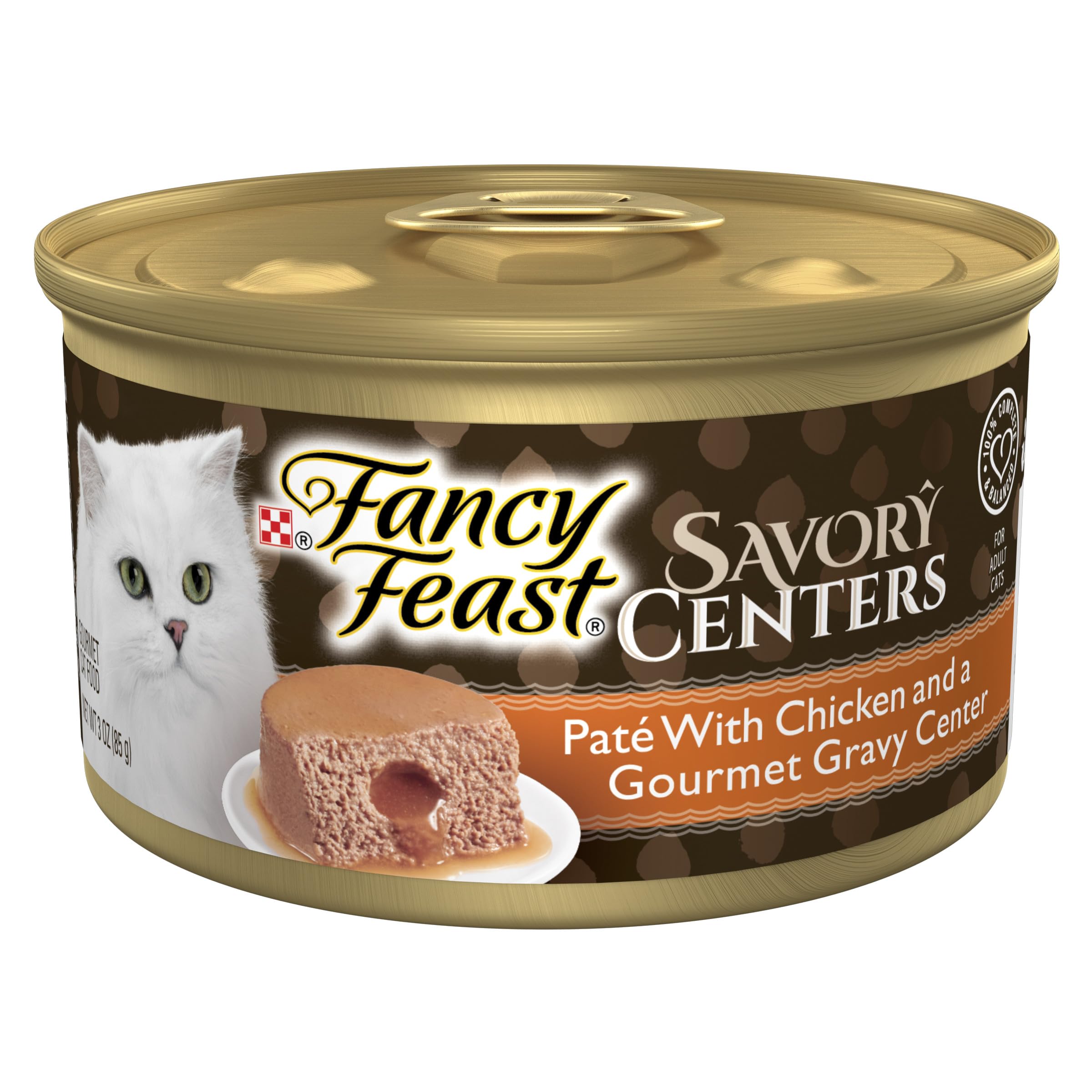 Purina Fancy Feast Savory Centers Adult Wet Cat Food Pate With Chicken and a Gravy Center - (Pack of 24) 3 oz. Cans
