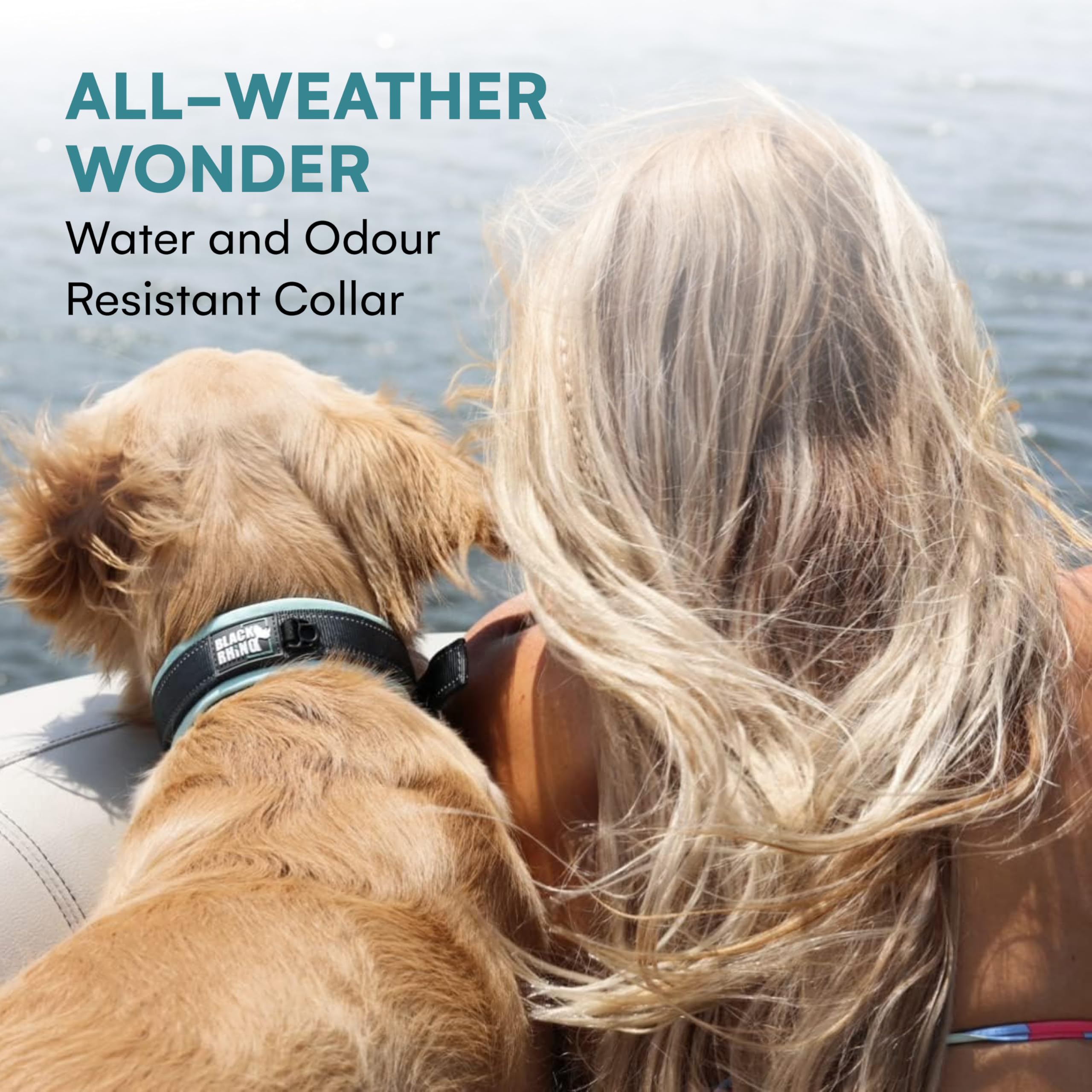 Black Rhino Large Dog Collar - Heavy Duty Adjustable Tactical Dog Collar with Reflective Stitching - 19-23 Ultra-Soft Neoprene P