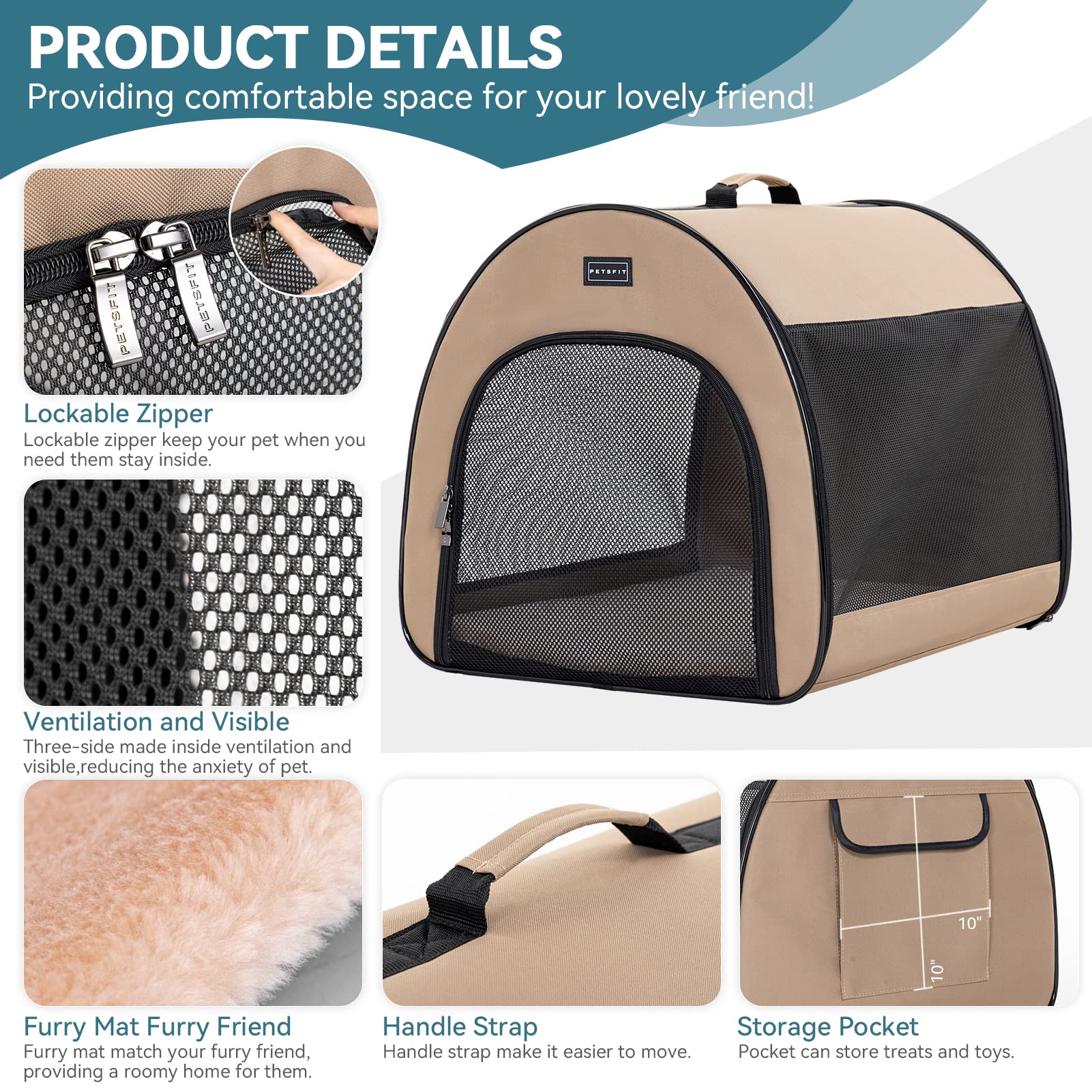 Petsfit Soft Dog Crate, Dog Travel Crate - 26.5 Inch Lightweight, Roomy, Easy To Set Up, Portable Pop Up Dog Carrier With Thick