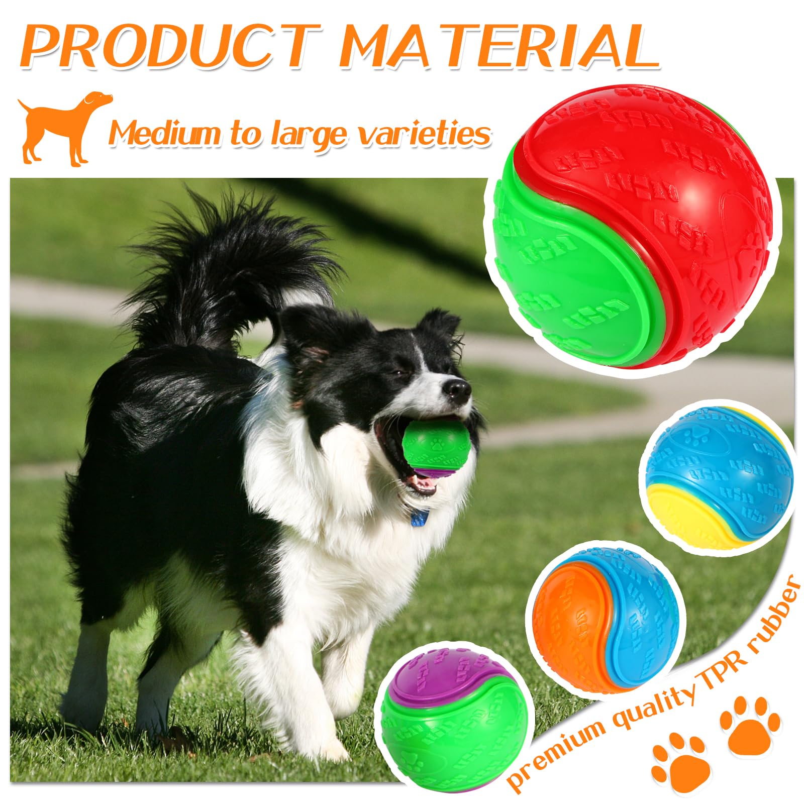 Vatrepeo 4 Packs Large Dog Balls, 4.5 Inch Squeaky Dog Balls, High Bouncy Dog Ball For Interactive Playing, Dog Toys Balls For T
