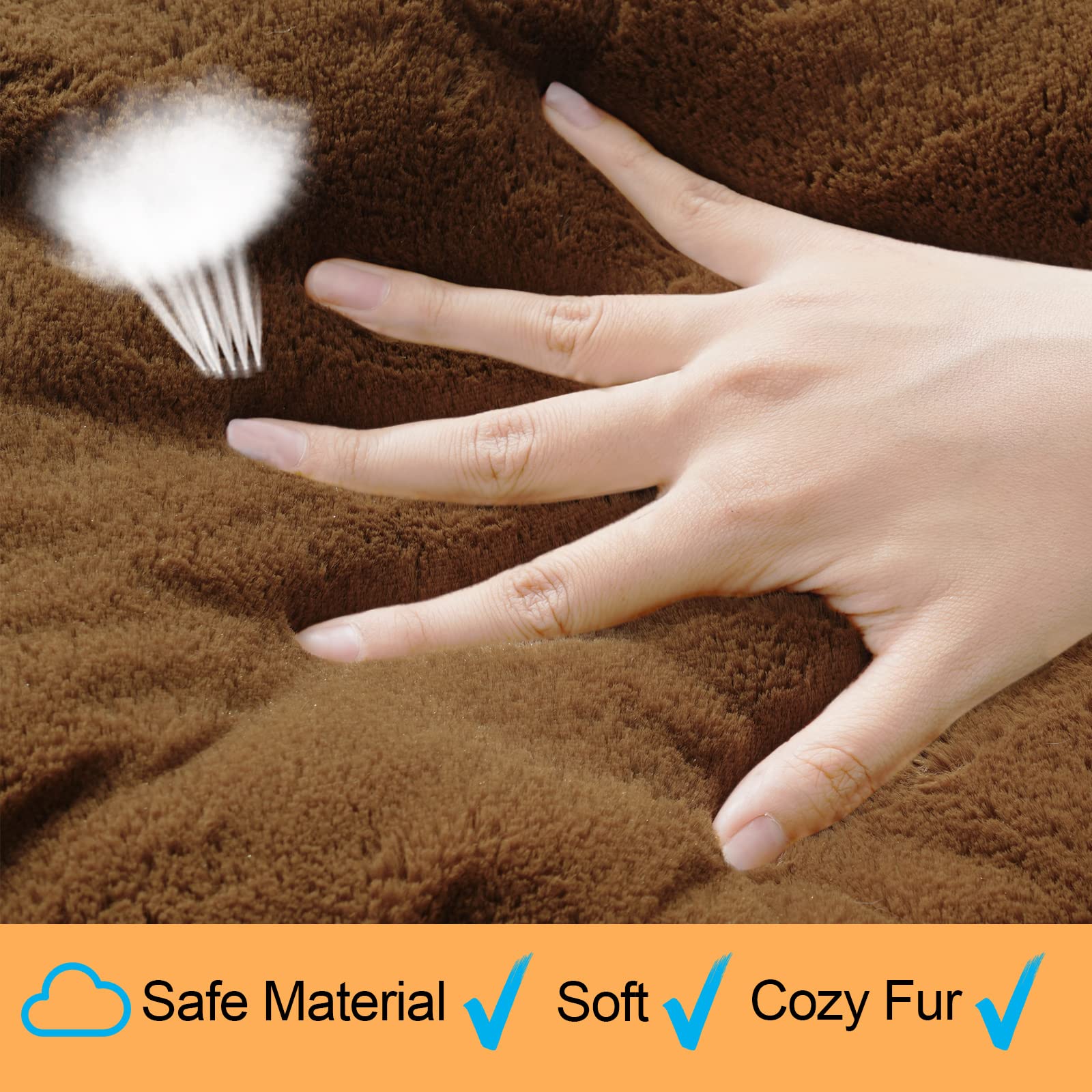 VERZEY Dog Bed - Ultra Soft Faux Fur Crate Pad for Medium Dogs, 30" x 19", Brown, Machine Washable, Anti-Slip
