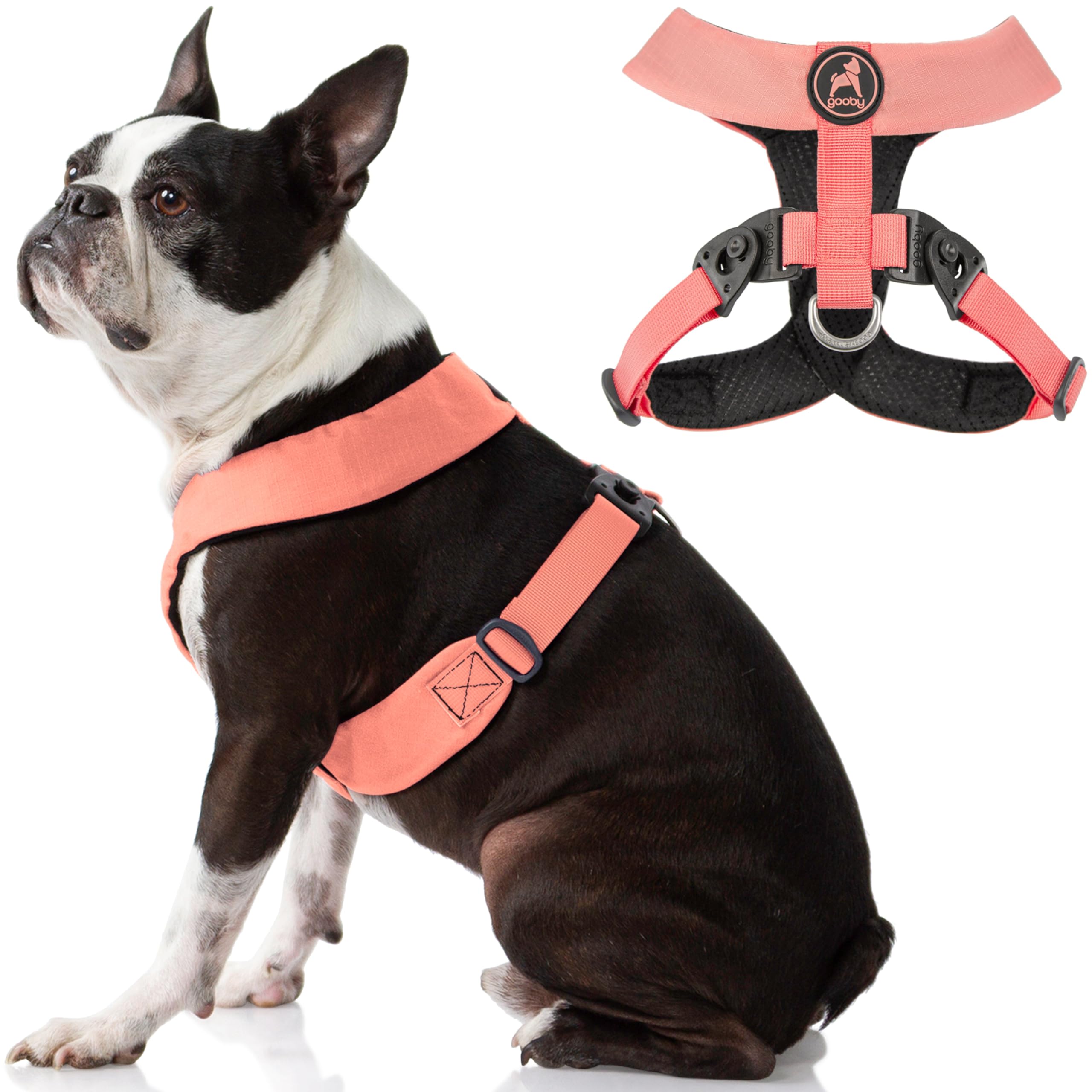 Gooby Comfort X Harness Dual Snap - Pink, Large - No Pull Small Dog Harness with Rotational Buckles and Patented Choke-Free X Fr