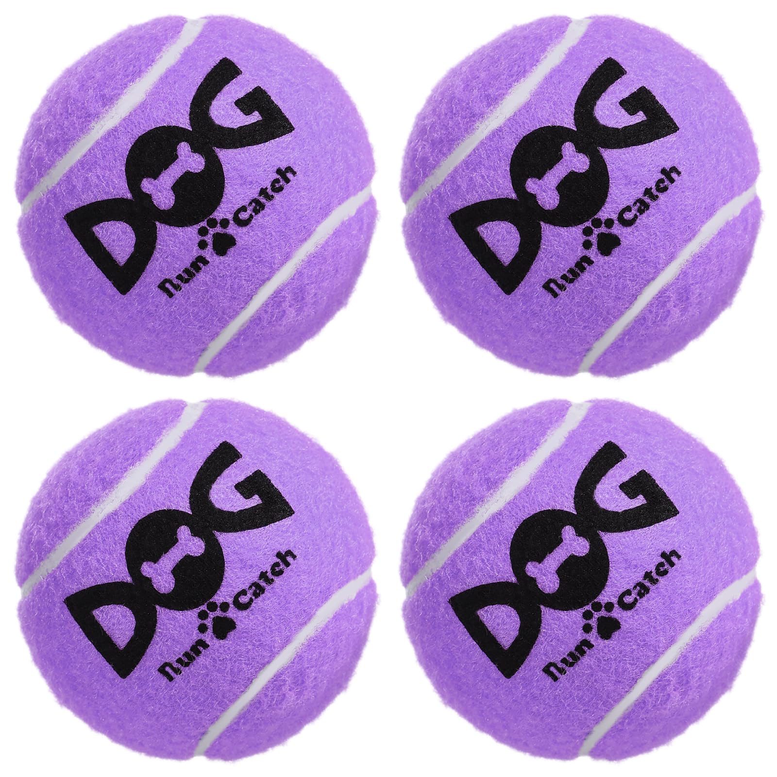 INSUM Squeaky Dog Balls - Purple Tennis Balls for Dogs, Medium 2.5'', 4 Pack