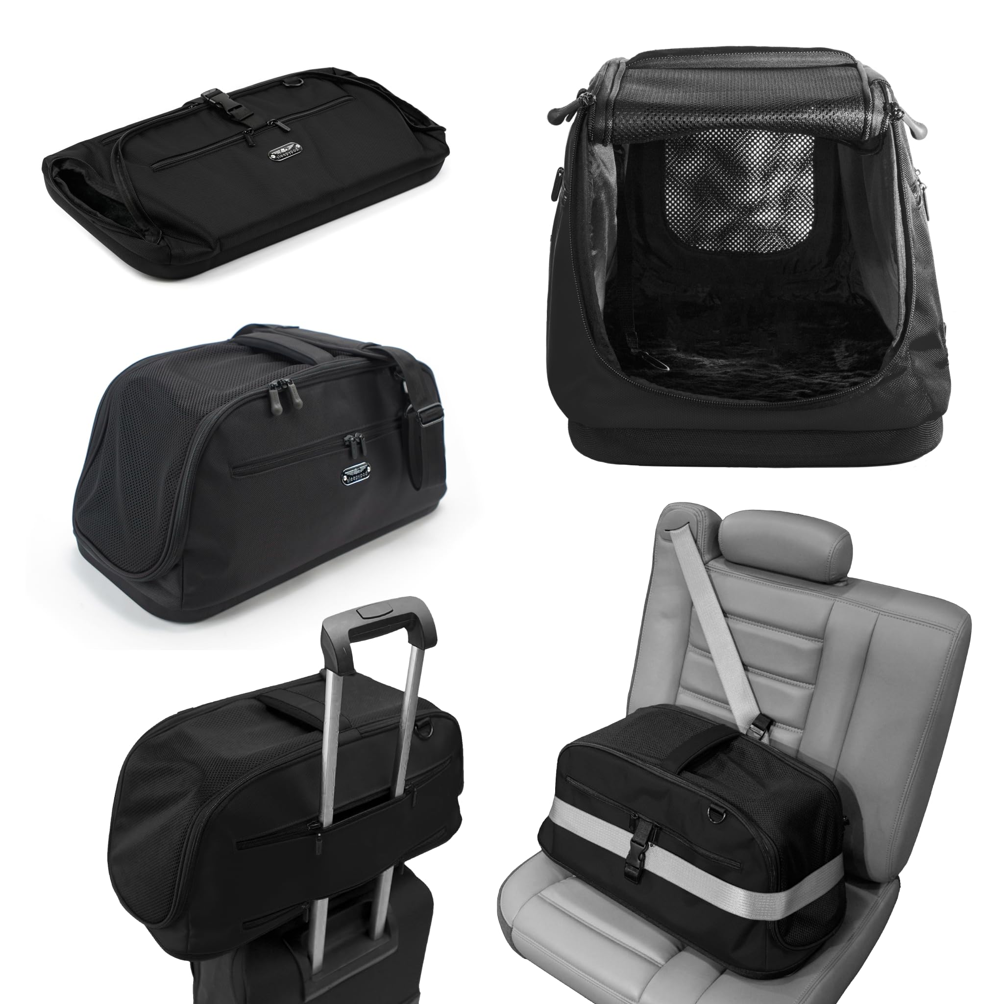 Sleepypod Air - Airline Approved Pet Carrier And Crash-Tested Car Seat For Cats And Dogs Up To 18 Lbs (Jet Black)