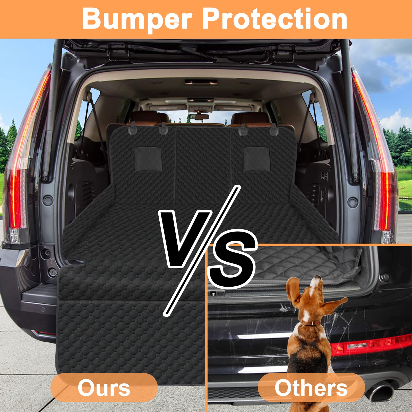 Mancro Suv Cargo Liner For Dogs, Waterproof Dog Seat Cover For Suv With Bumper Flap Protector, Durable Non-Slip Polyester Pet Trunk Cargo Cover For Vehicles, Vans, Universal Fit (84” L X 54” W)