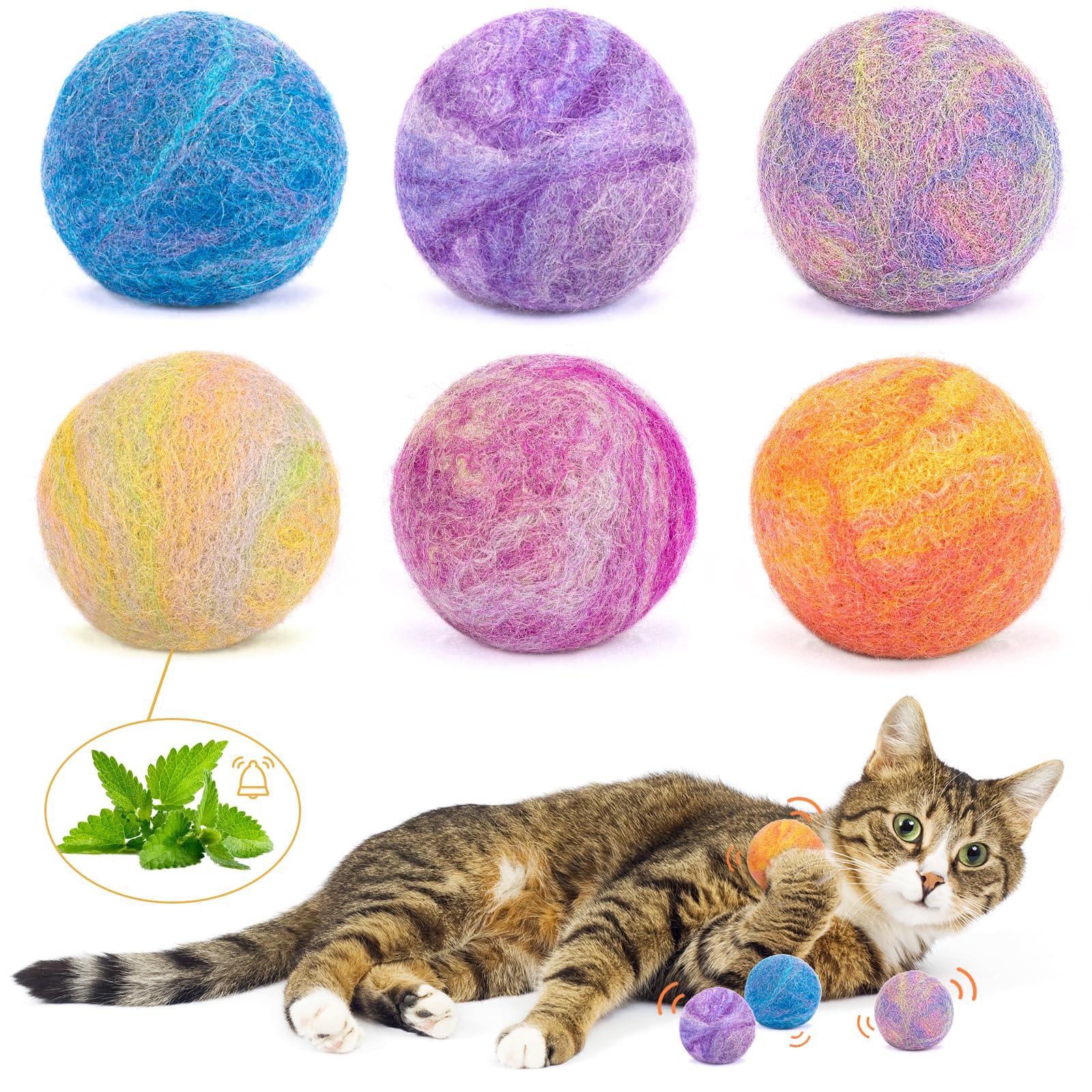 Retro Shaw Catnip Toys, Catnip Balls with Bell, Cat Toys with Silvervine and Catnip, Catnip Toys for Cats, Cat Toys for Indoor C