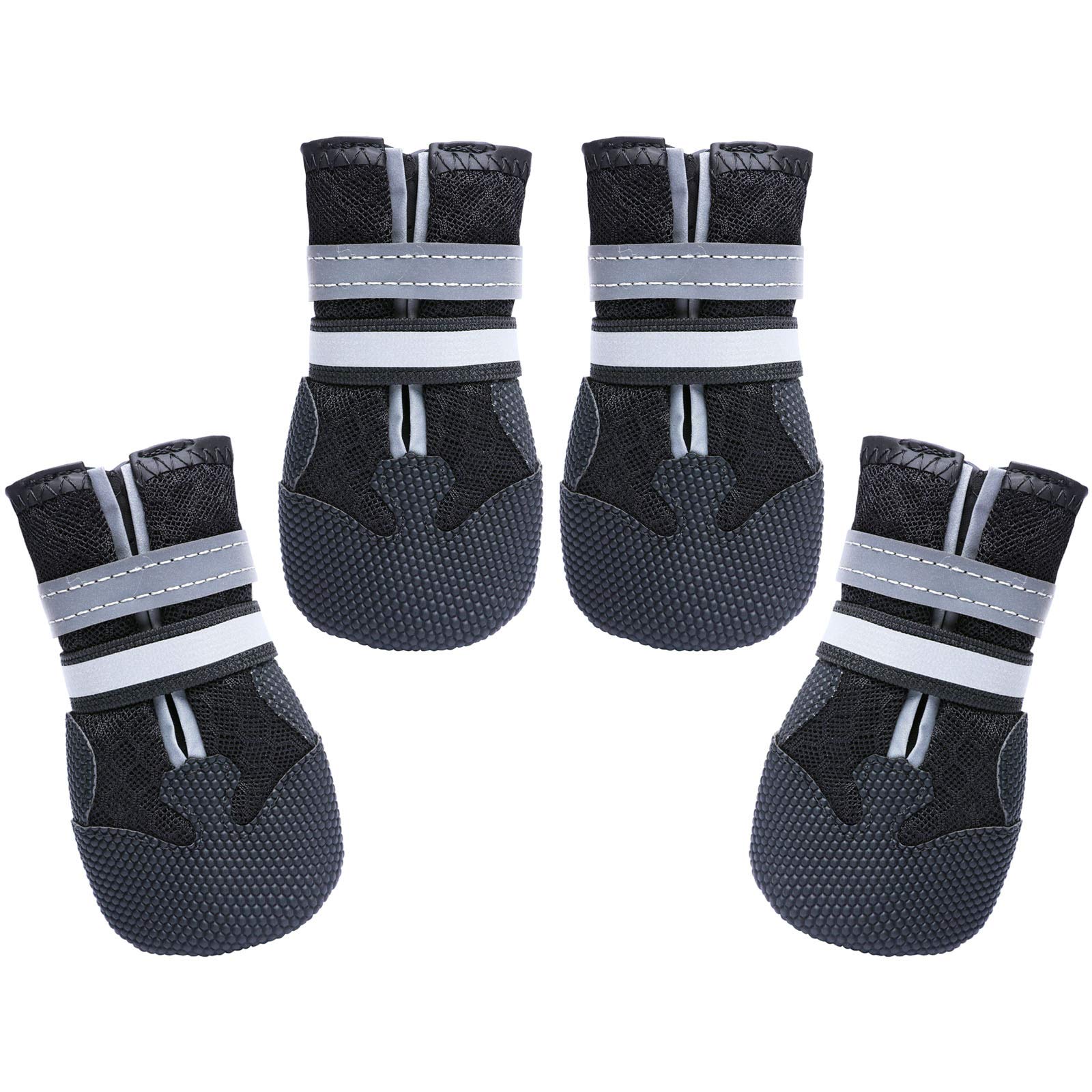 Dimicoo Breathable Dog Boots for Medium Large Dogs,Non-Slip Dog Shoes for Winter Snow and Summer Hot Pavement,Lightweight Paw Pr