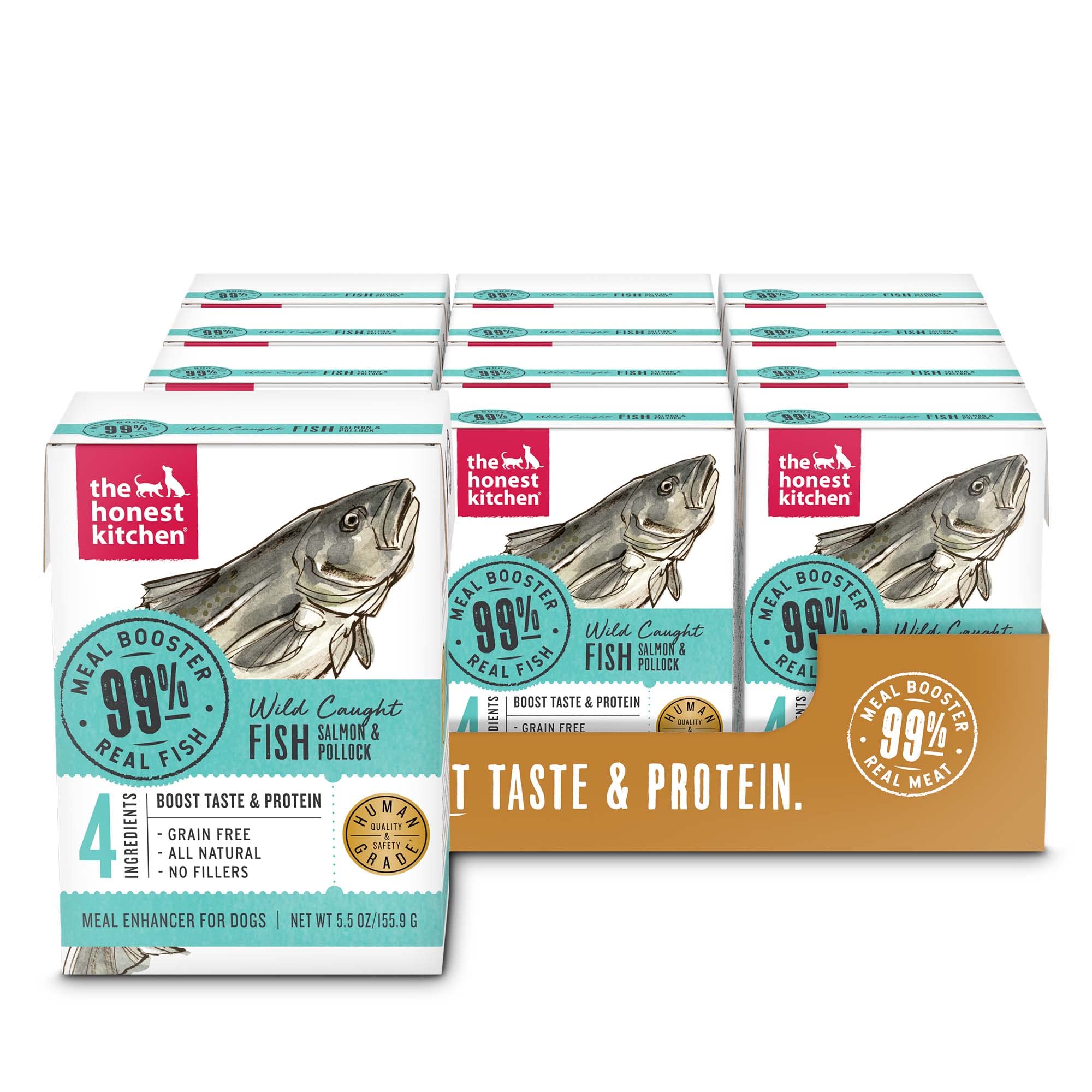 The Honest Kitchen Human Grade Grain Free Meal Booster: 99% Salmon & Pollock (12 pack), 5.5 oz