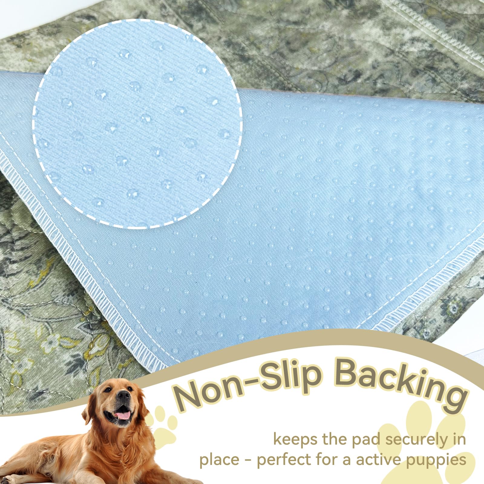 Washable Pee Pads For Dogs, Reusable Non-Slip Puppy Pads With Super Absorbent, Waterproof Rug For Training Travel Whelping House