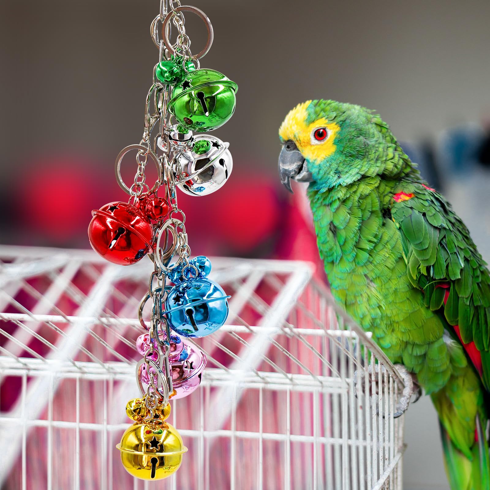 Oooct Bird Swing Bells Toys, Colorful Parrot Metal Bells, Hanging Bird Chewing Toys, Bird Cage Accessories, Suitable For Small T