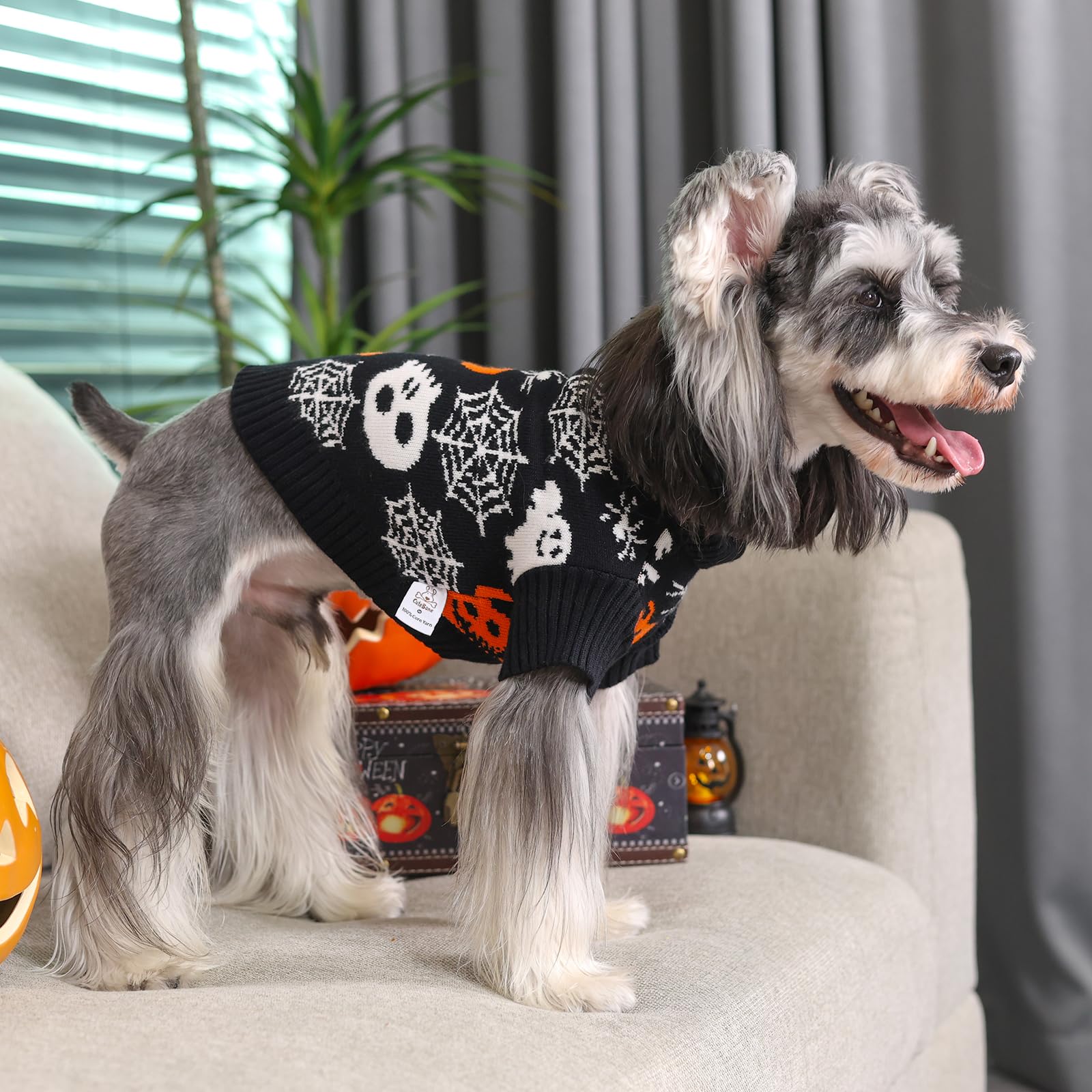 Cutebone Skull Dog Sweater Black Dog Sweater With Leash Hole Puppy Clothes For Medium Dogs Cozy Sweatshirts Puppy Sweater For Ch