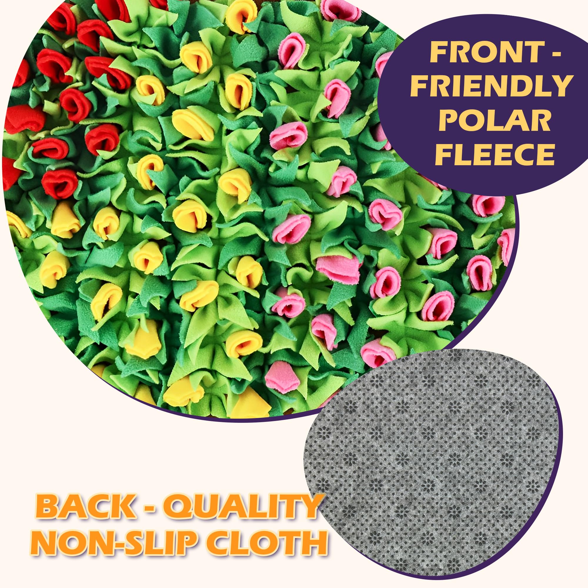 MHTTEC Dog Sniffing Mat Tulip Snuffle Mats for Dogs 23.62'' x 15.75'' Nosework Feeding Mat Polar Fleece Interactive Dog Slow Fee