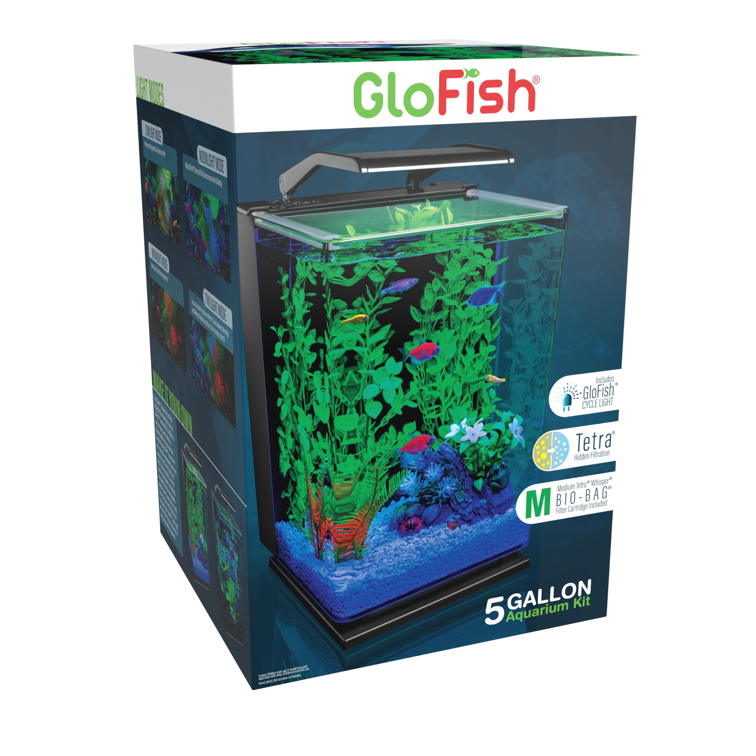 GloFish Aquarium Kit Fish Tank with LED Lighting and Filtration Included