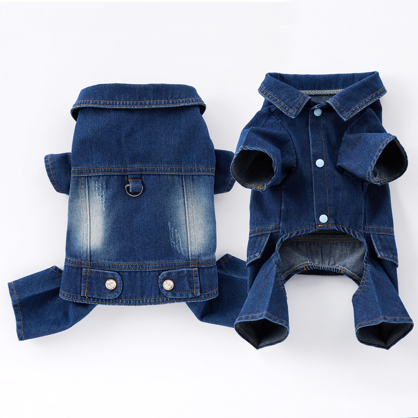 Cantuccistudio Fashionable Denim Dog Jacket, Suitable For Small To Medium-Sized Dogs To Wear All Year Round, Machine Washable (M