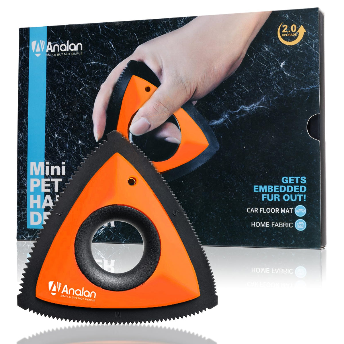 Analan Mini Pet Hair Remover For Car Detailing Supplies, Carpet Dog Hair Remover For Car Interior, Triangle Dog Hair Remover For