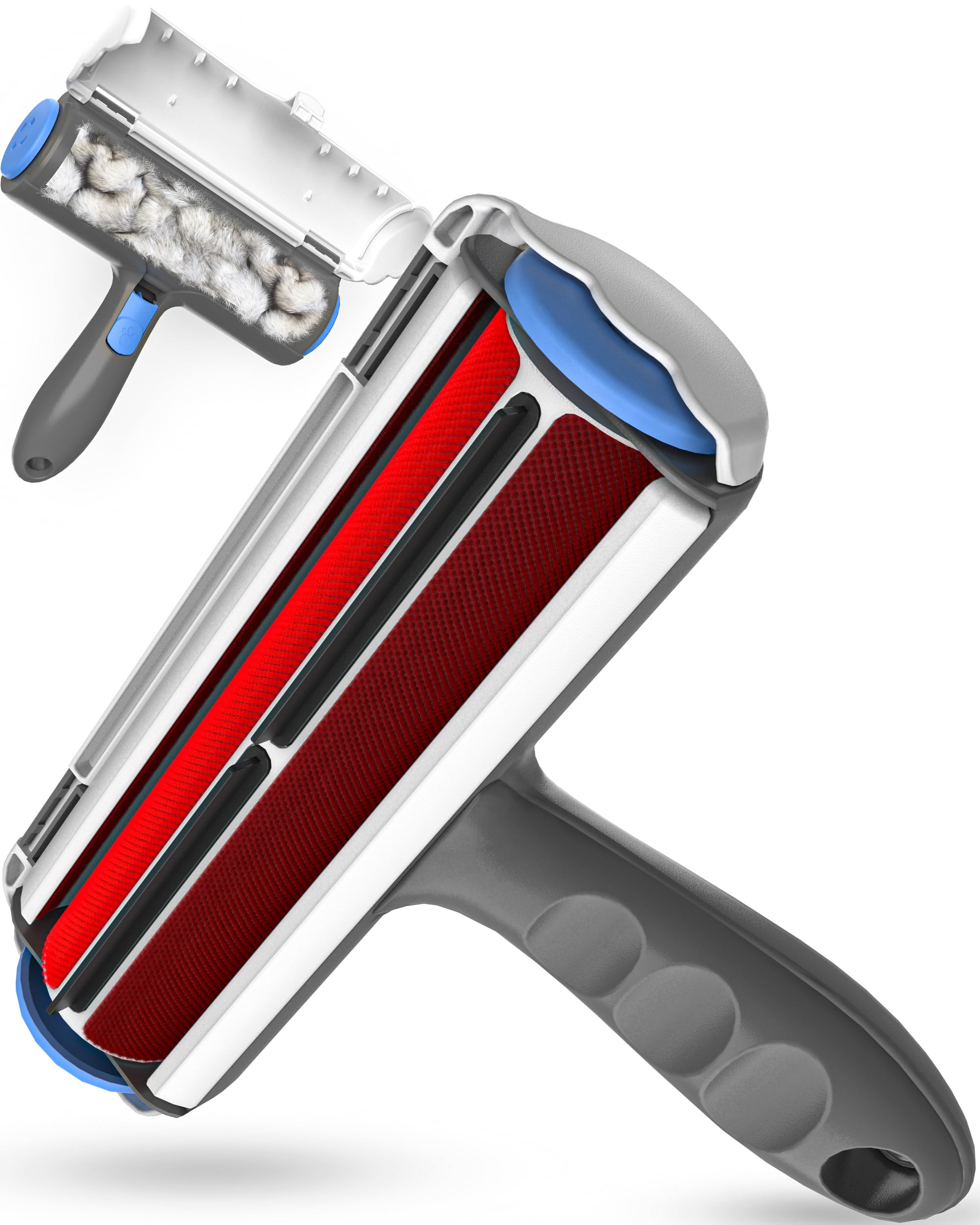 Triton Pet Hair Remover - Easy-to-Use Tool for Cats & Dogs - Compact, Gray/White - Reusable with Fur Trapping Compartment