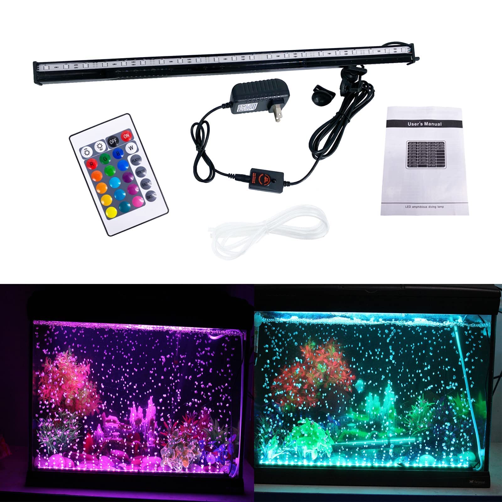 Hcdmre Led Air Bubble Light Aquarium Light Underwater Submersible Fish Tank Light Color Changing Making Oxygen Aquarium Tools,Us