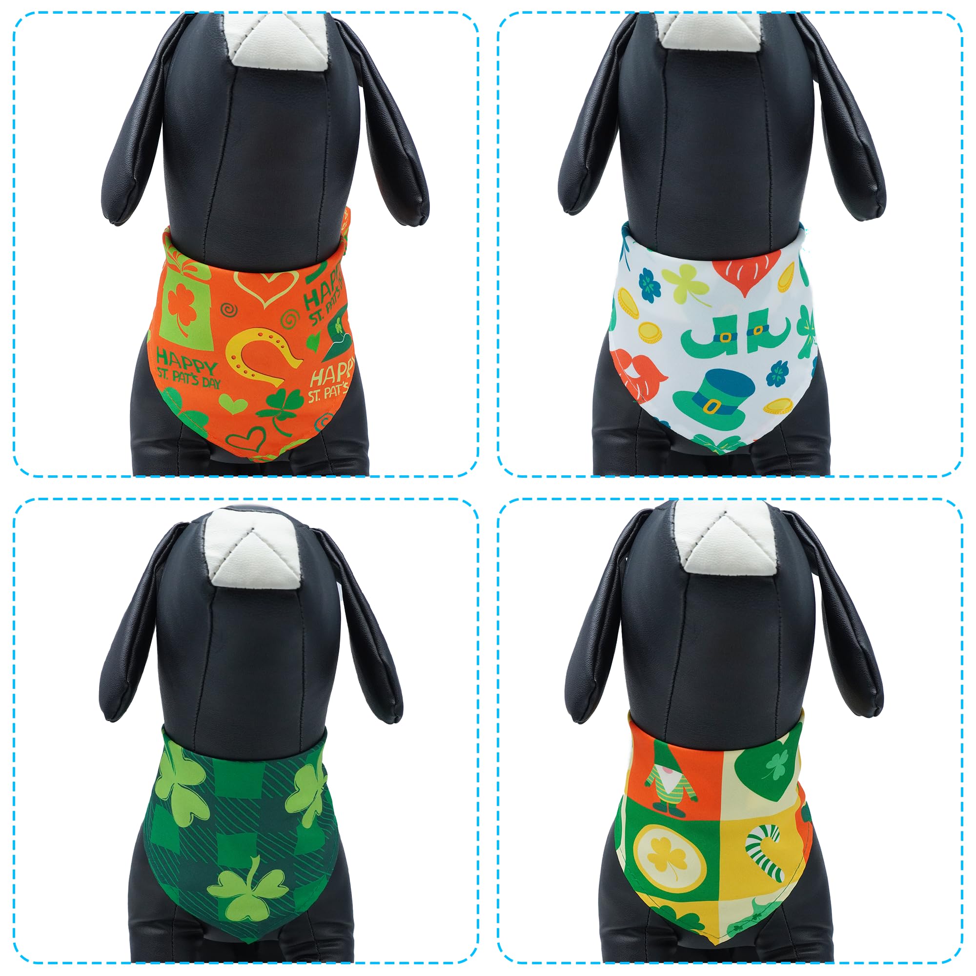 Pai Sence St Patricks Day Dog Bandanas For Small Dog Breed 7 Pcs Doggy Bandanas 18 Inch Adjustable Scarves Puppy Grooming S