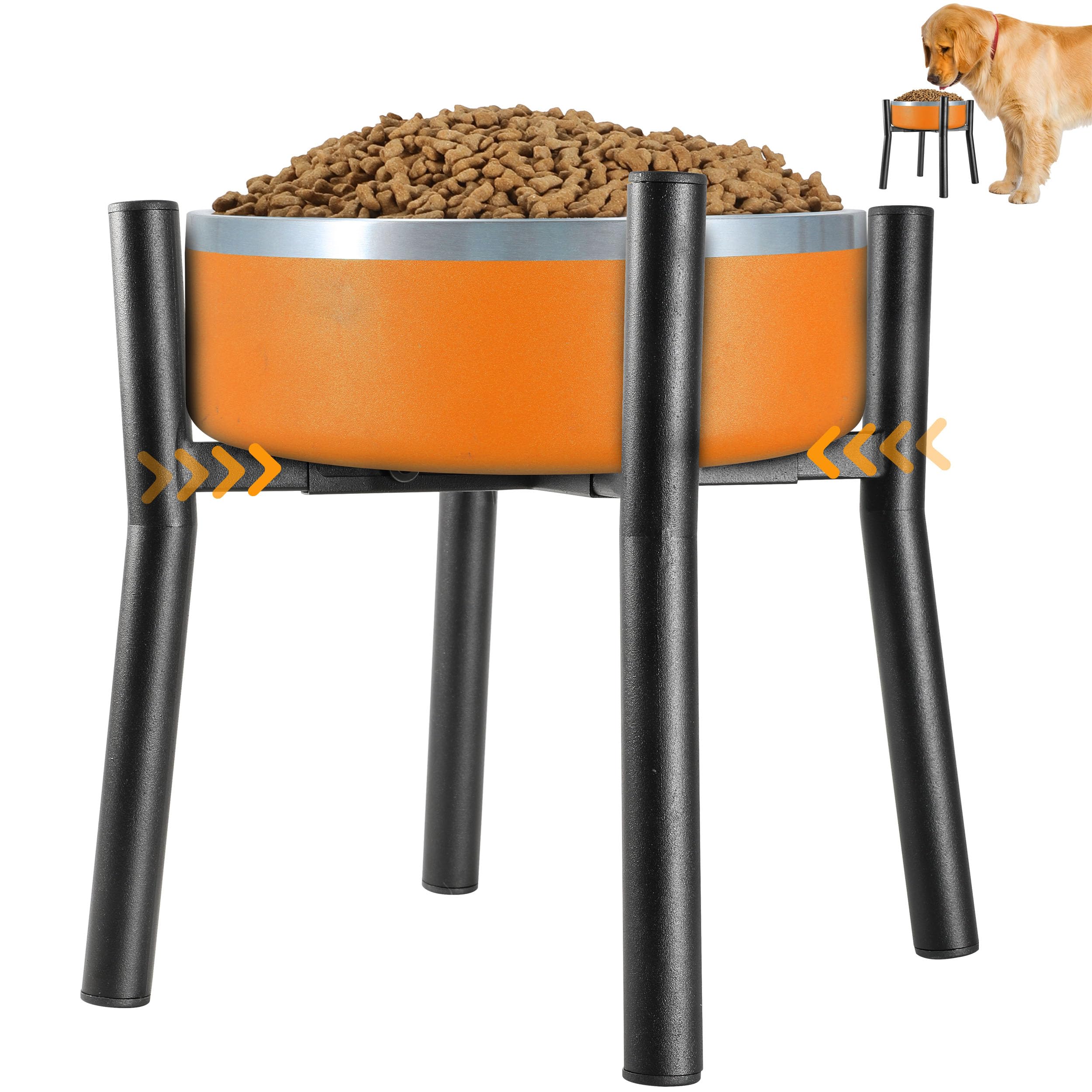 PROERR Lifted Dog Bowl Stand - Without Bowls, Single Raise Pet Food Table Adjustable Wide 7-11, Tall 10 - Bowl Stand Size Option
