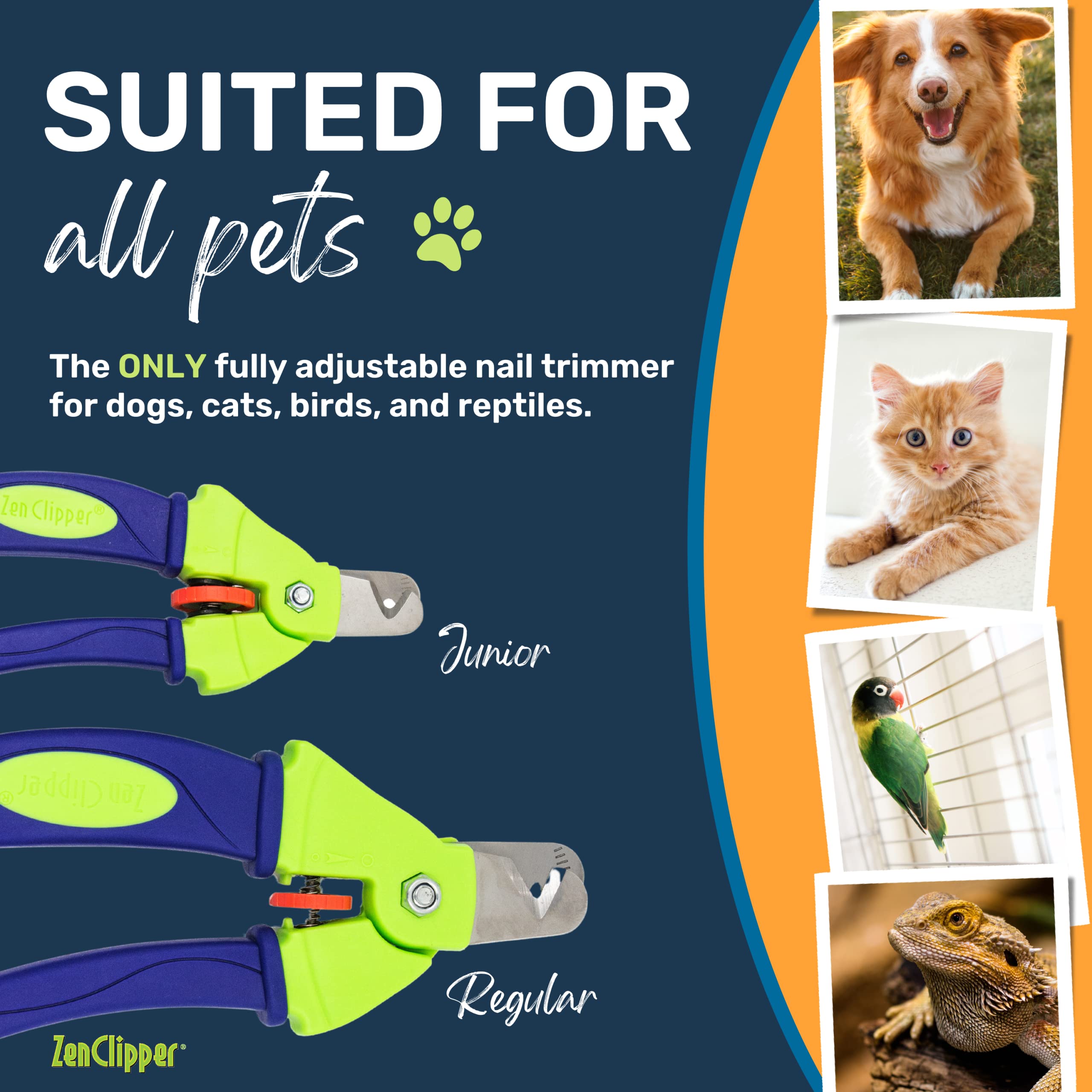 Zen Clipper Precise Safer Pet Nail Trimmer - Fully Adjustable Pet Claw Clipper For Dogs And Cats - Trims Only The Amount Of Nail