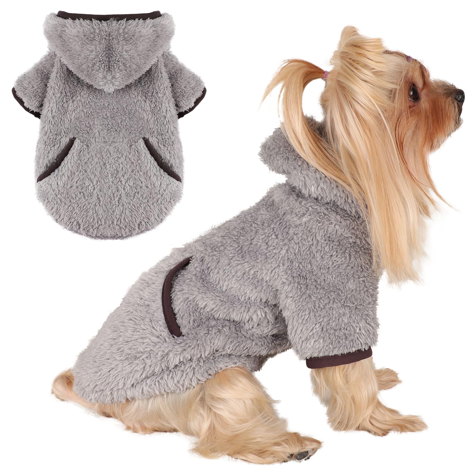 Dog Sweaters For Small Dogs Boy & Male Fleece Small Dog Hoodie Winter Puppy Sweater Chihuahua Teacup Yorkie Soft Stretchy Tiny C
